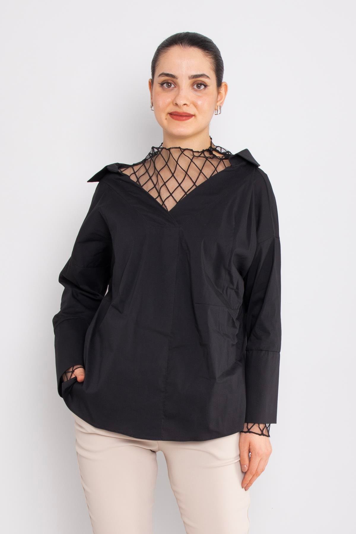 50284 File Detay Pamuklu Uzun Kol Gömlek