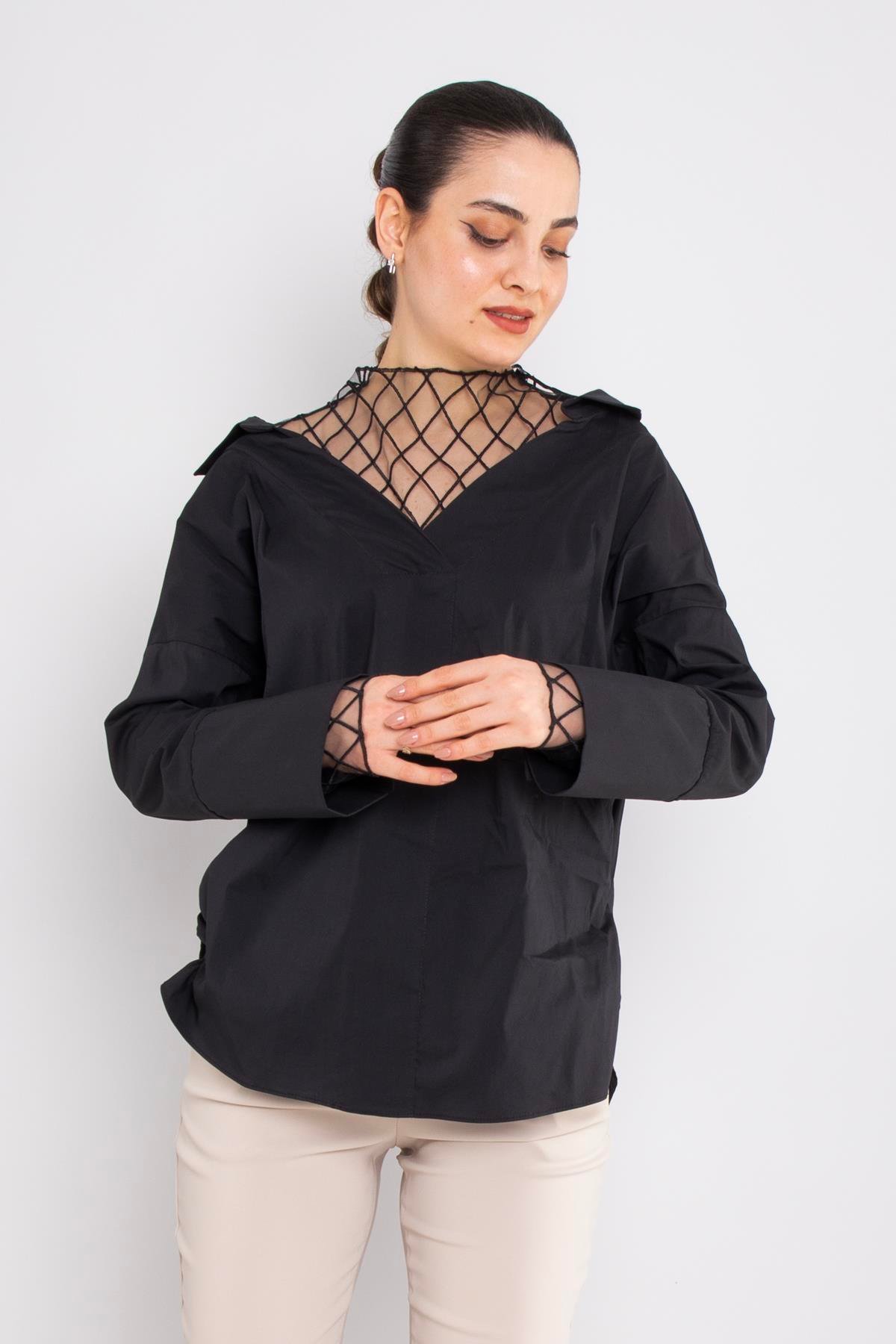 50284 File Detay Pamuklu Uzun Kol Gömlek