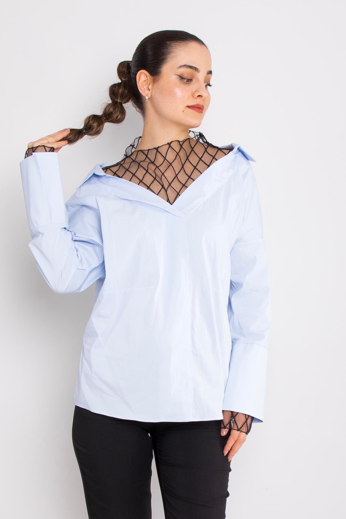 50284 File Detay Pamuklu Uzun Kol Gömlek