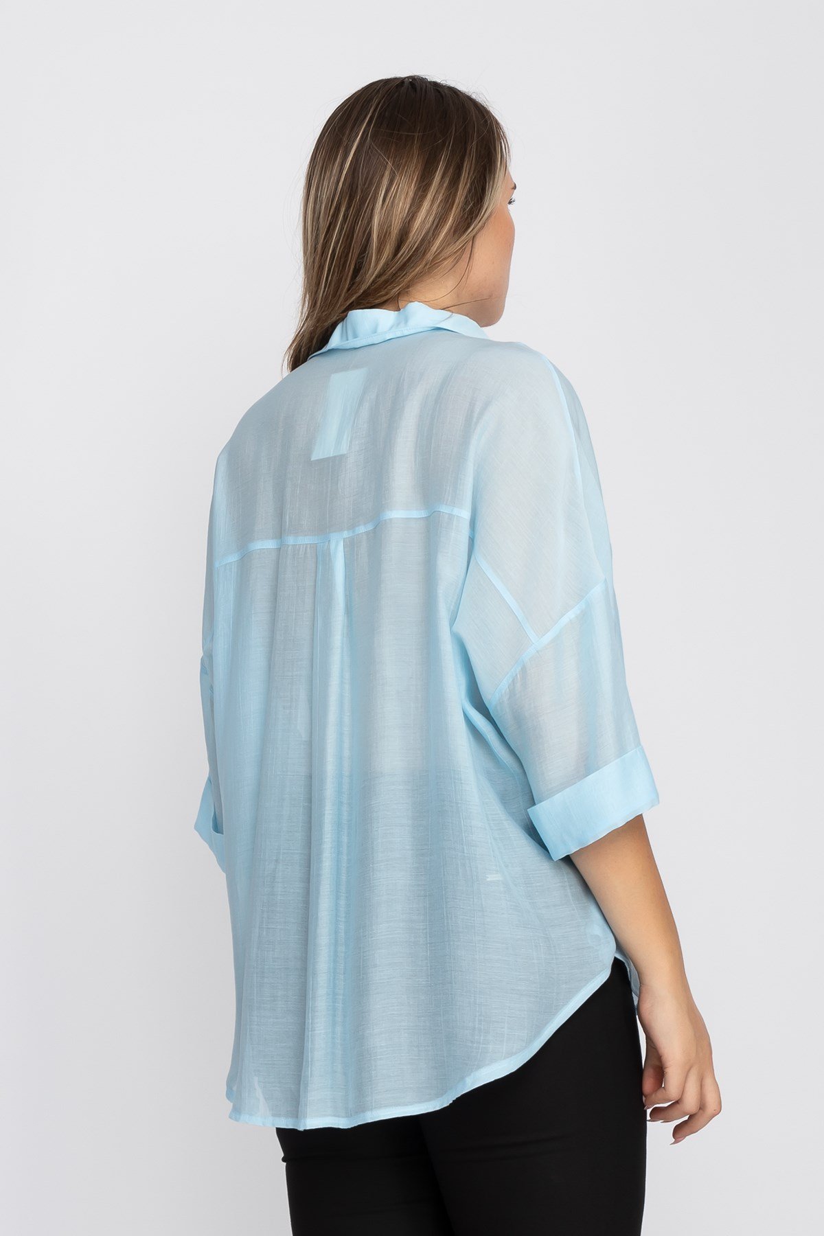 50466 Tencel Kumaş Düşük Kol Gömlek