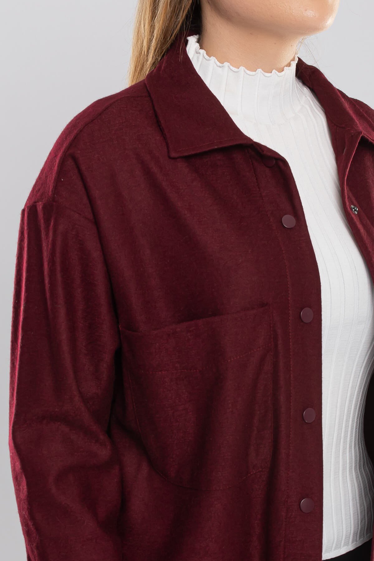 50494 Kaşe Cepli Kadın Gömlek