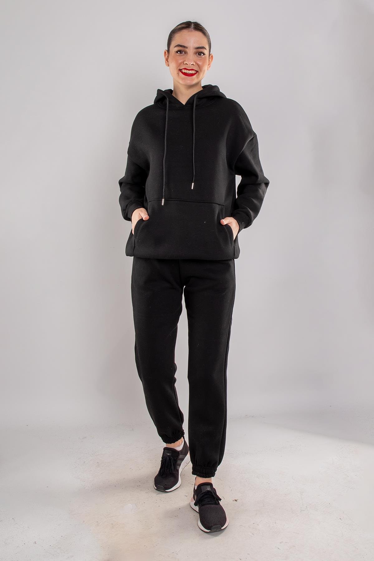 5100 Kapüşonlu Kanguru Cep İçi Şardonlu Eşofman Takımı