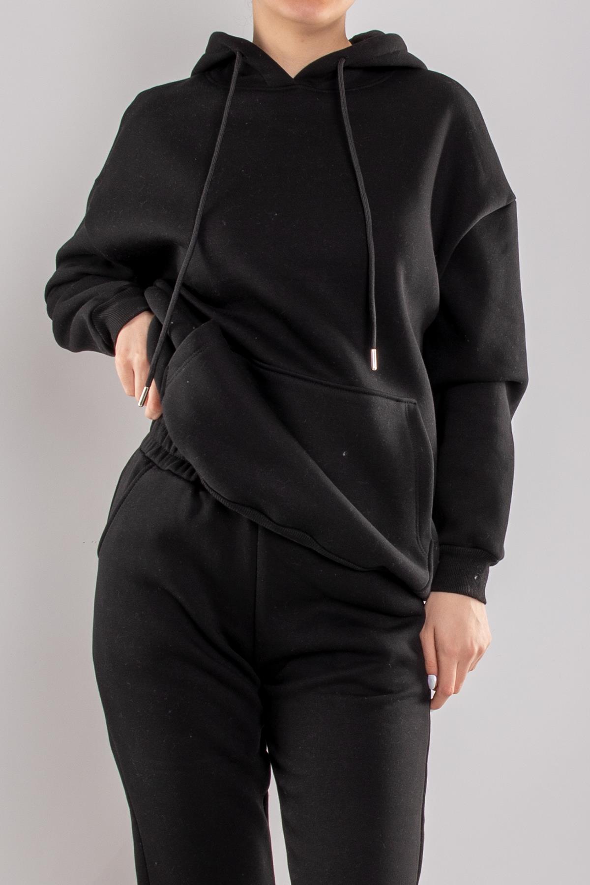 5100 Kapüşonlu Kanguru Cep İçi Şardonlu Eşofman Takımı