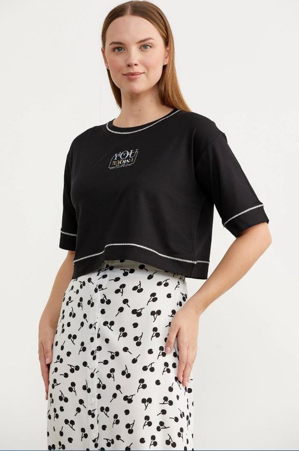 60000 Sim Detaylı Oversizı Crop Tshirt