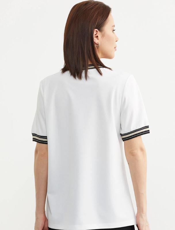 60024 Vyaka Triko Detay Simli Baskılı Tshirt