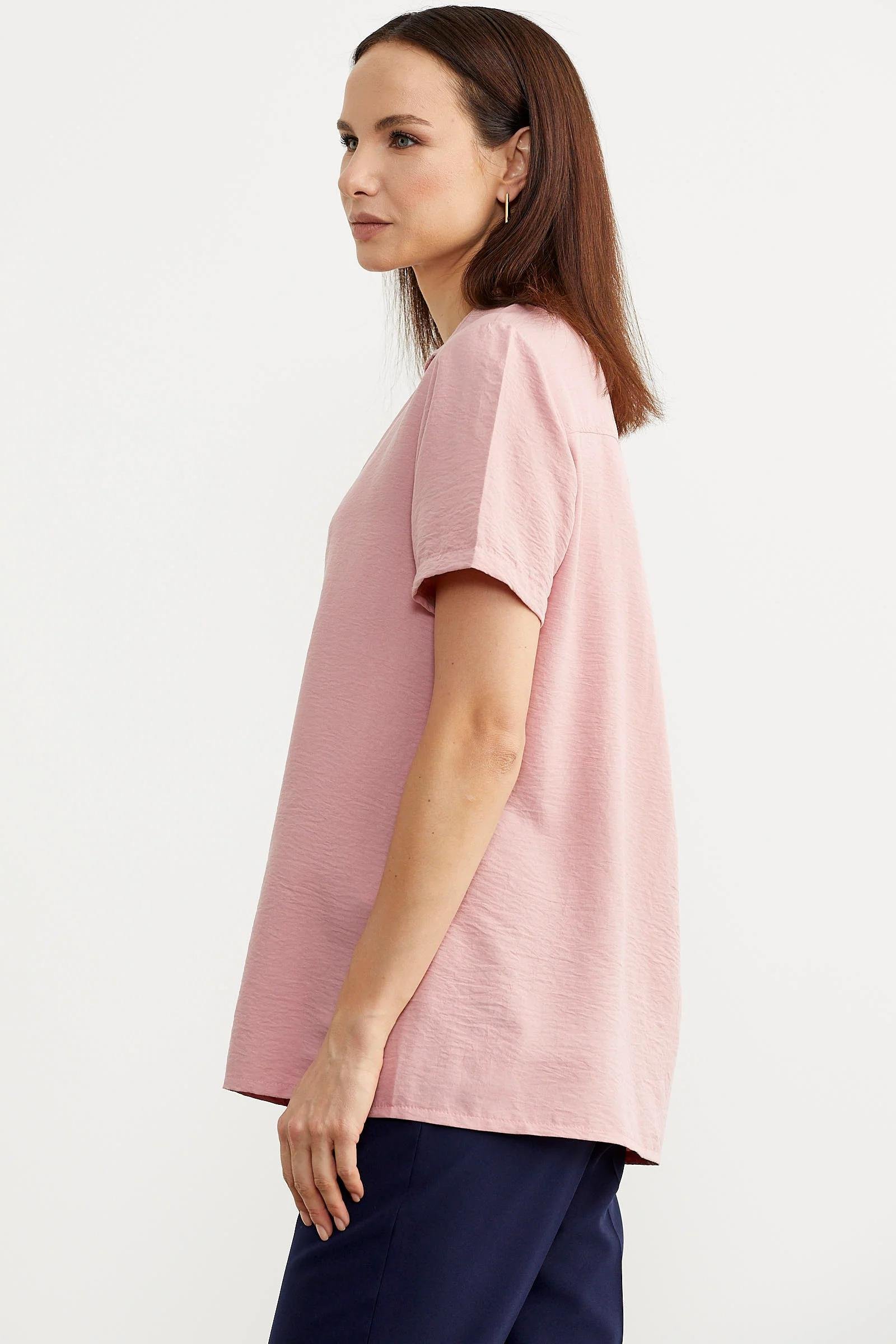 60028 Nakış Detaylı Truvakar Kol Krep Gömlek