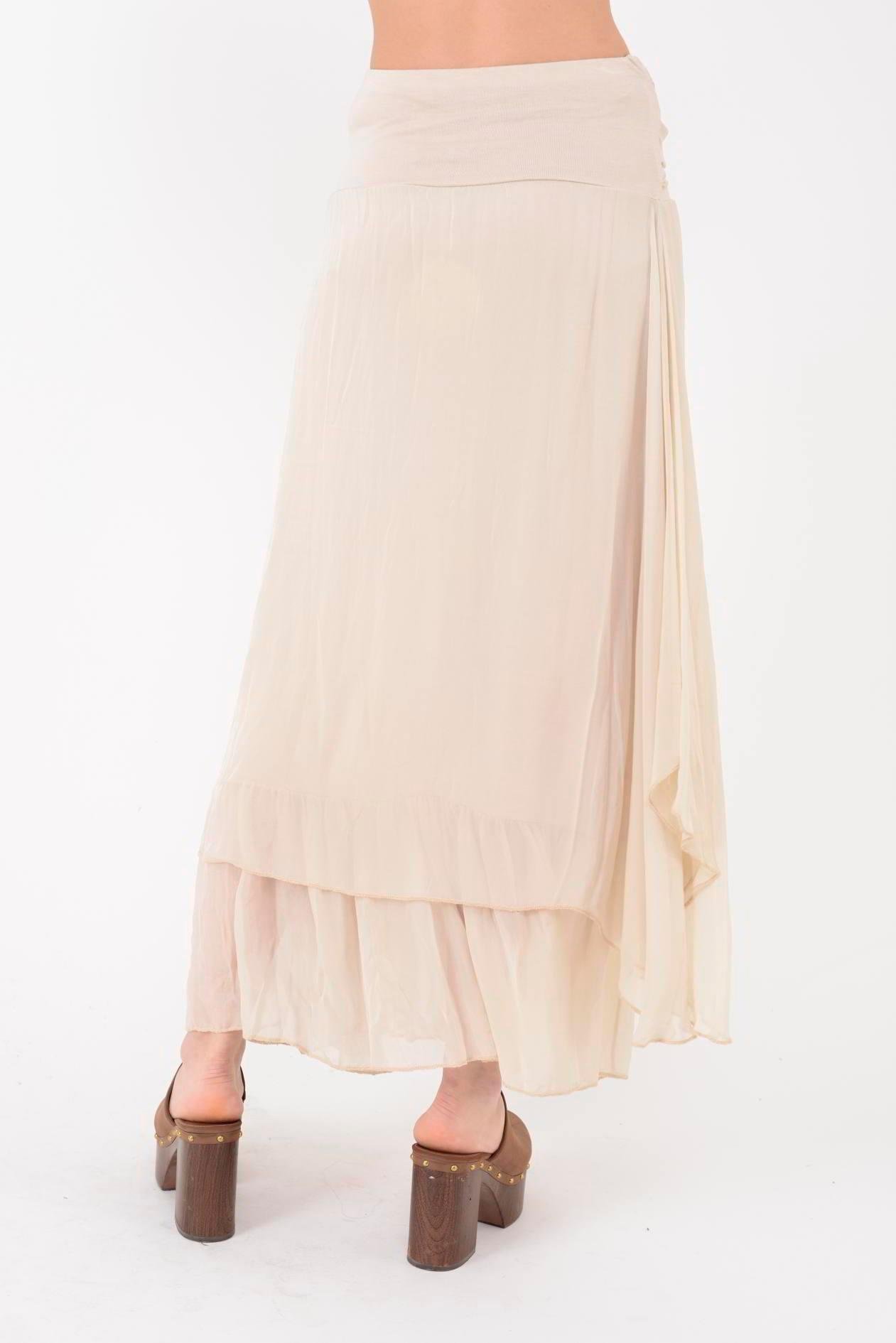 6087 Düz Desen Fiyonk Detaylı İpek Elbise