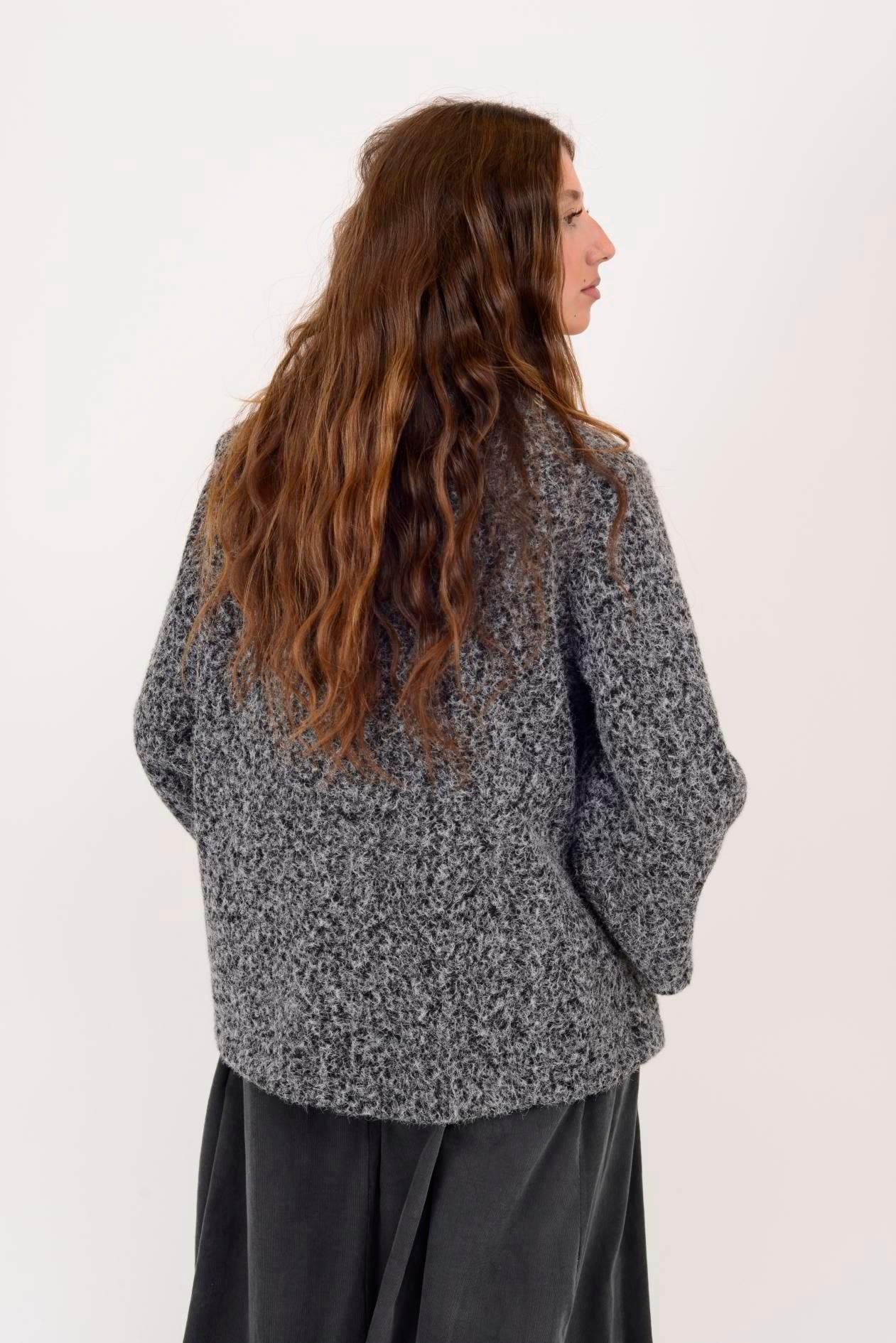 60940 Asimetrik Düğmeli Keçe Kaban