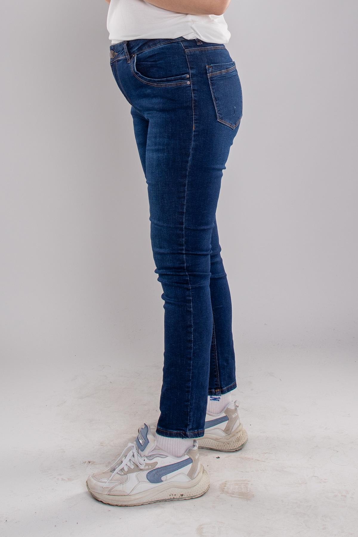 615 Büyük Beden Yüksekbel Likralı Kadın Kot Pantolon