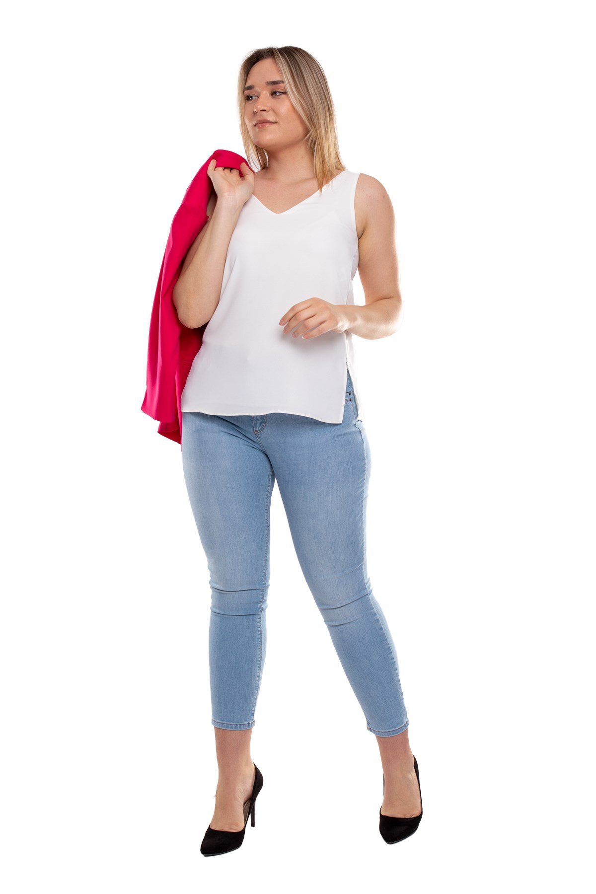 615 Büyük Beden Yüksekbel Likralı Kot Pantolon