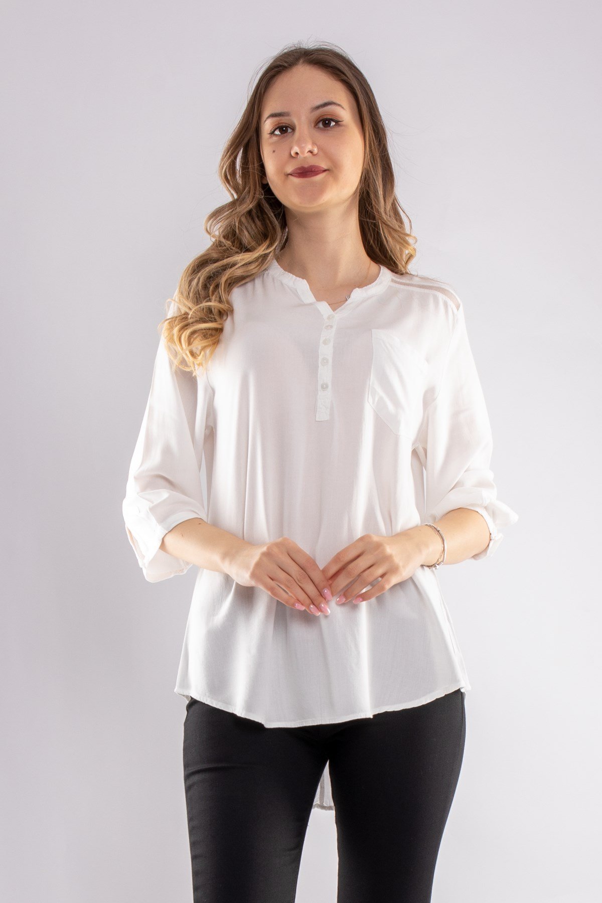 615 Omuz Ve Sırt Simli Truv.Kol Kadın Gömlek