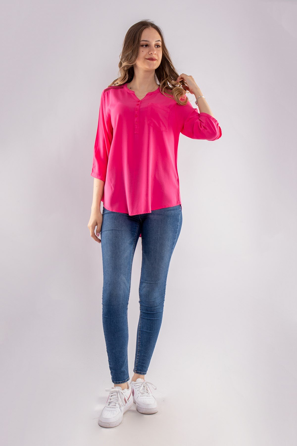 615 Omuz Ve Sırt Simli Truv.Kol Kadın Gömlek