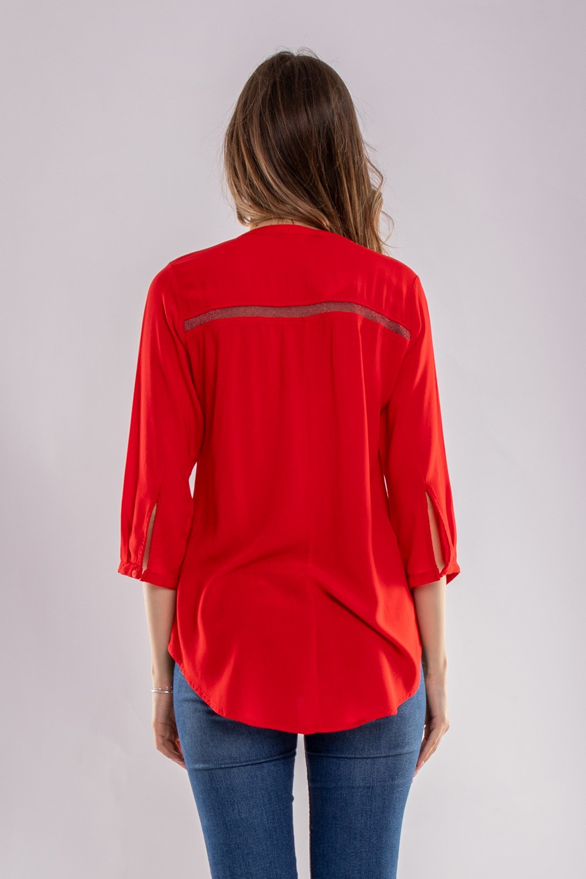 615 Omuz Ve Sırt Simli Truv.Kol Kadın Gömlek