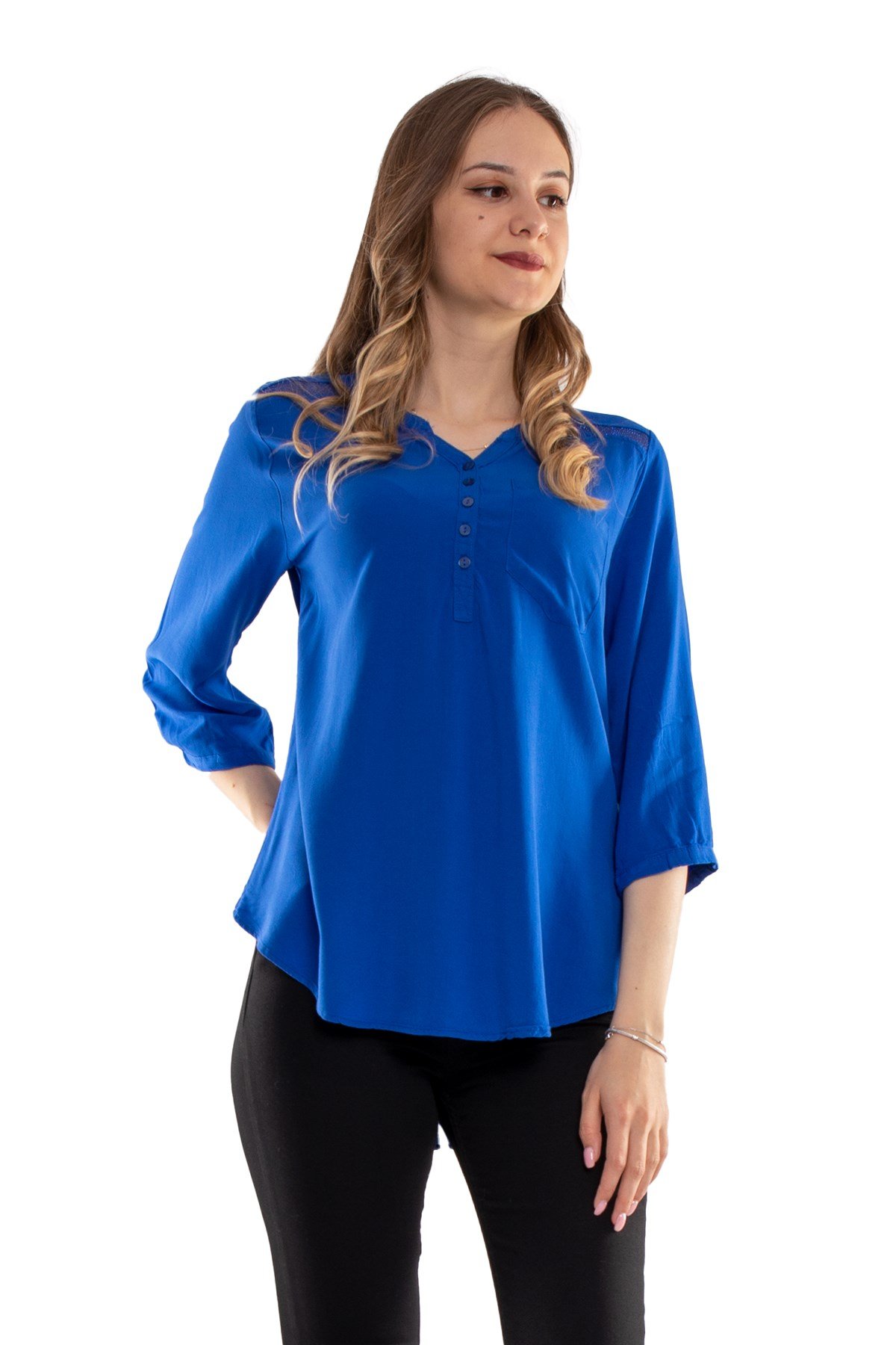 615 Omuz Ve Sırt Simli Truv.Kol Kadın Gömlek