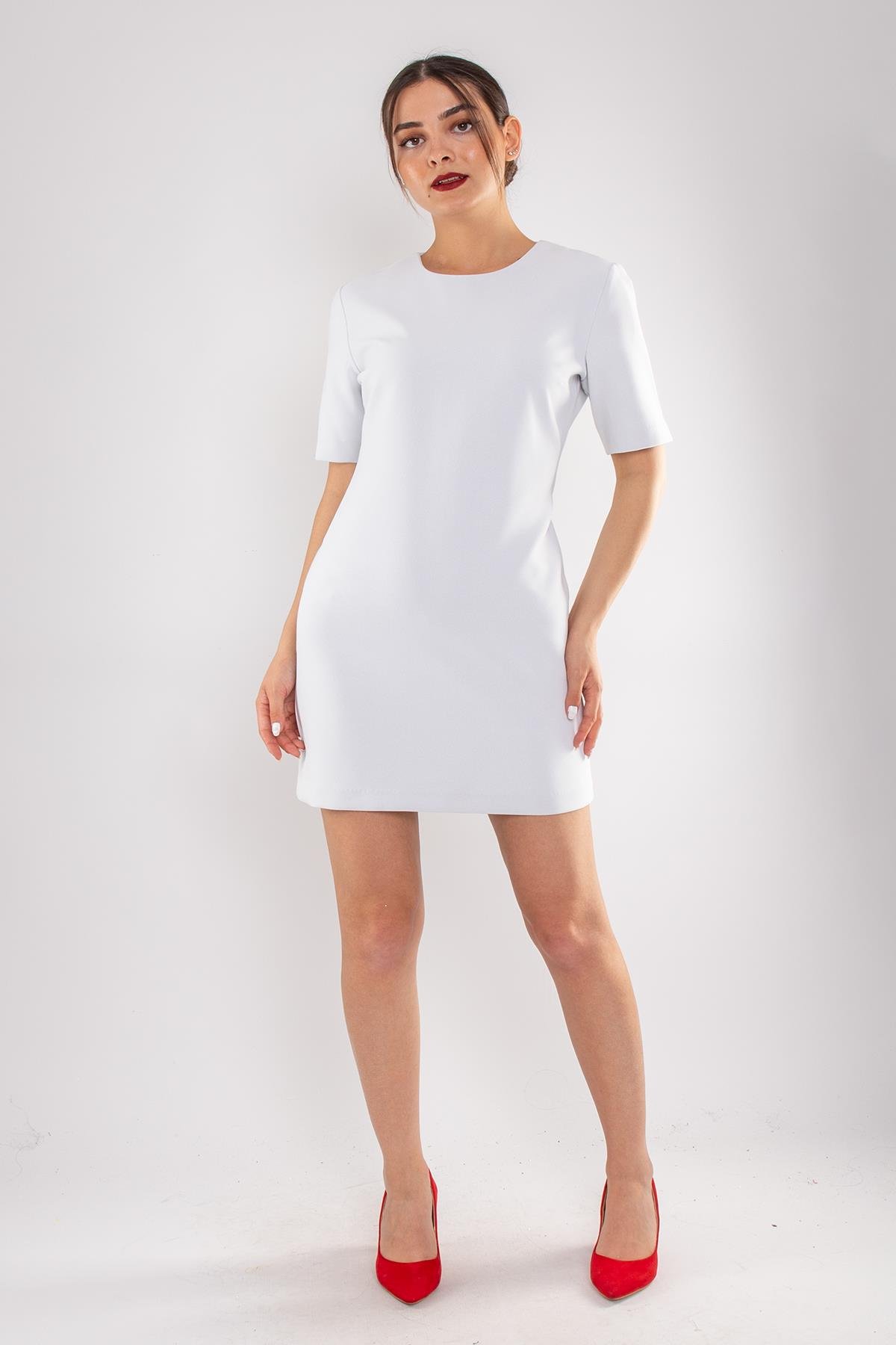 61693 Kısa Kol Krep Mini Elbise