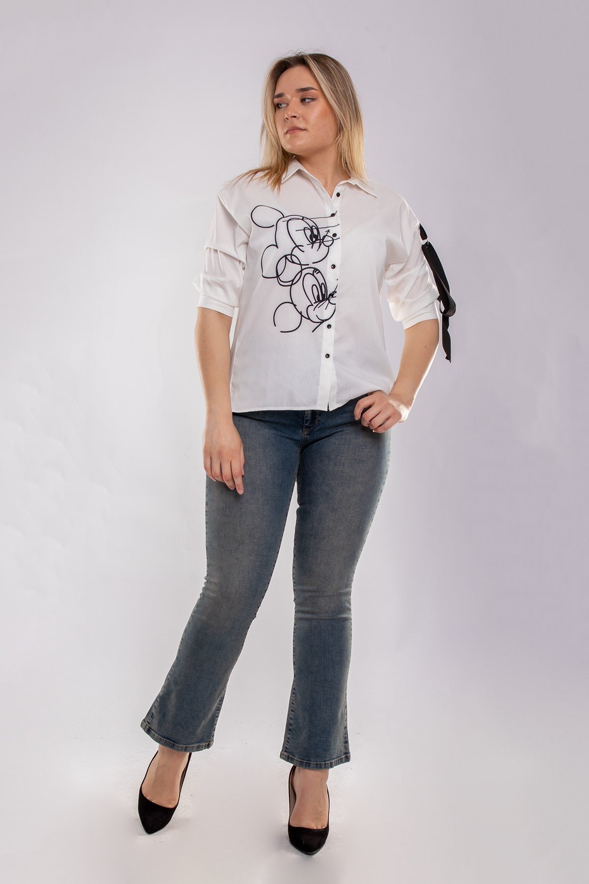 639 Büyük Beden İspanyol Paça Lale Kadın Kot Pantolon