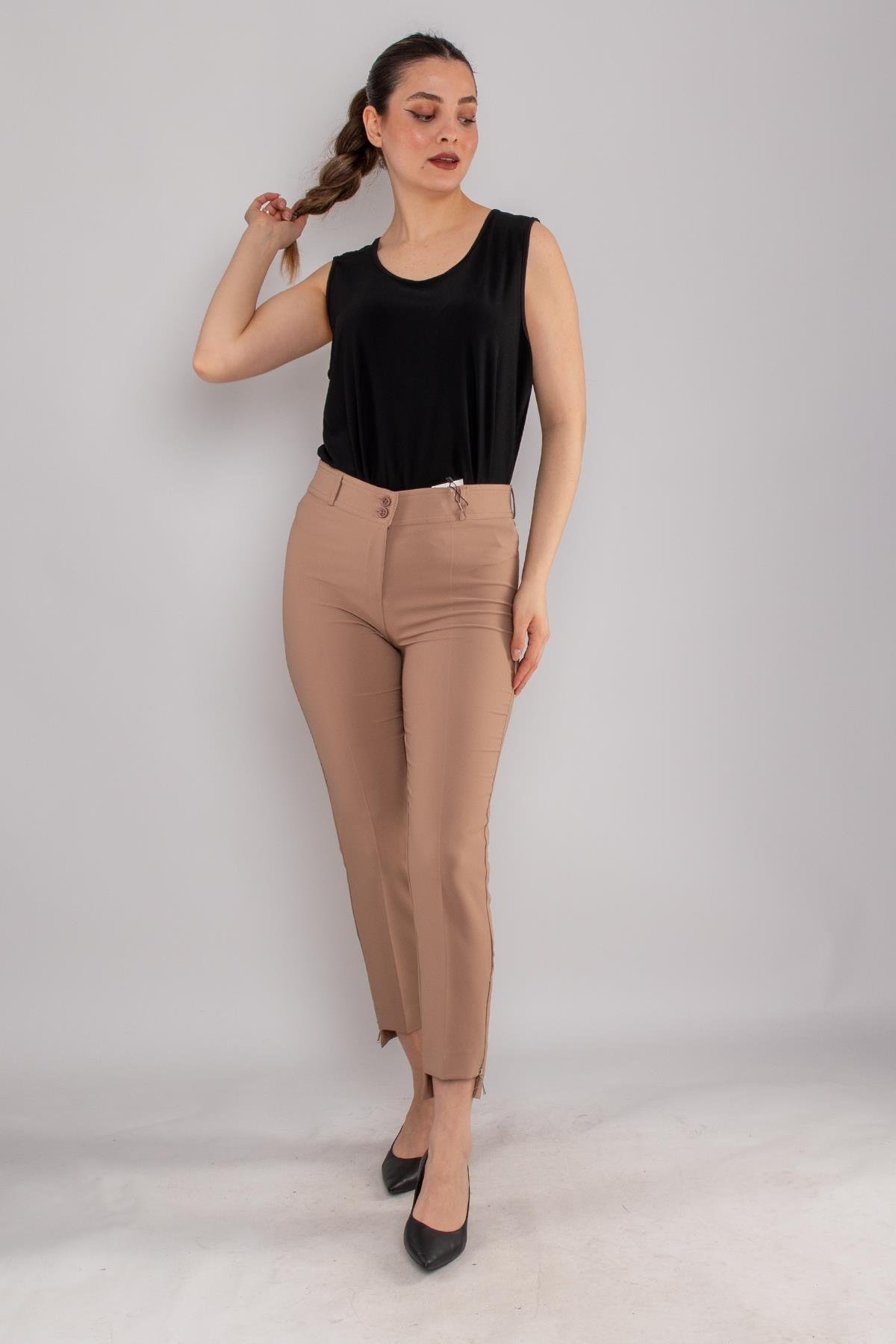 6622 Büyük Beden Paça Fermuarlı Arka Uzun Pantolon