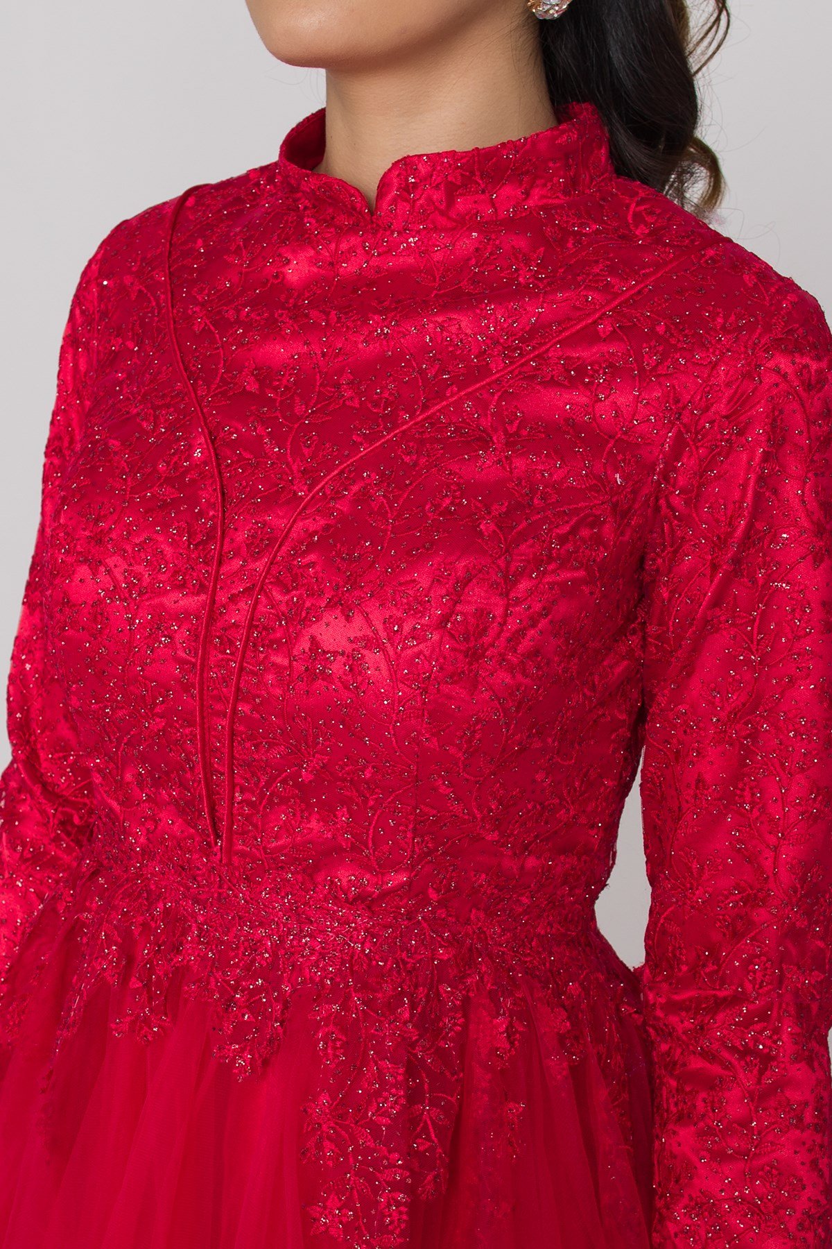 6943 Uzun Kol İşlemeli Tesettür Nişanlık