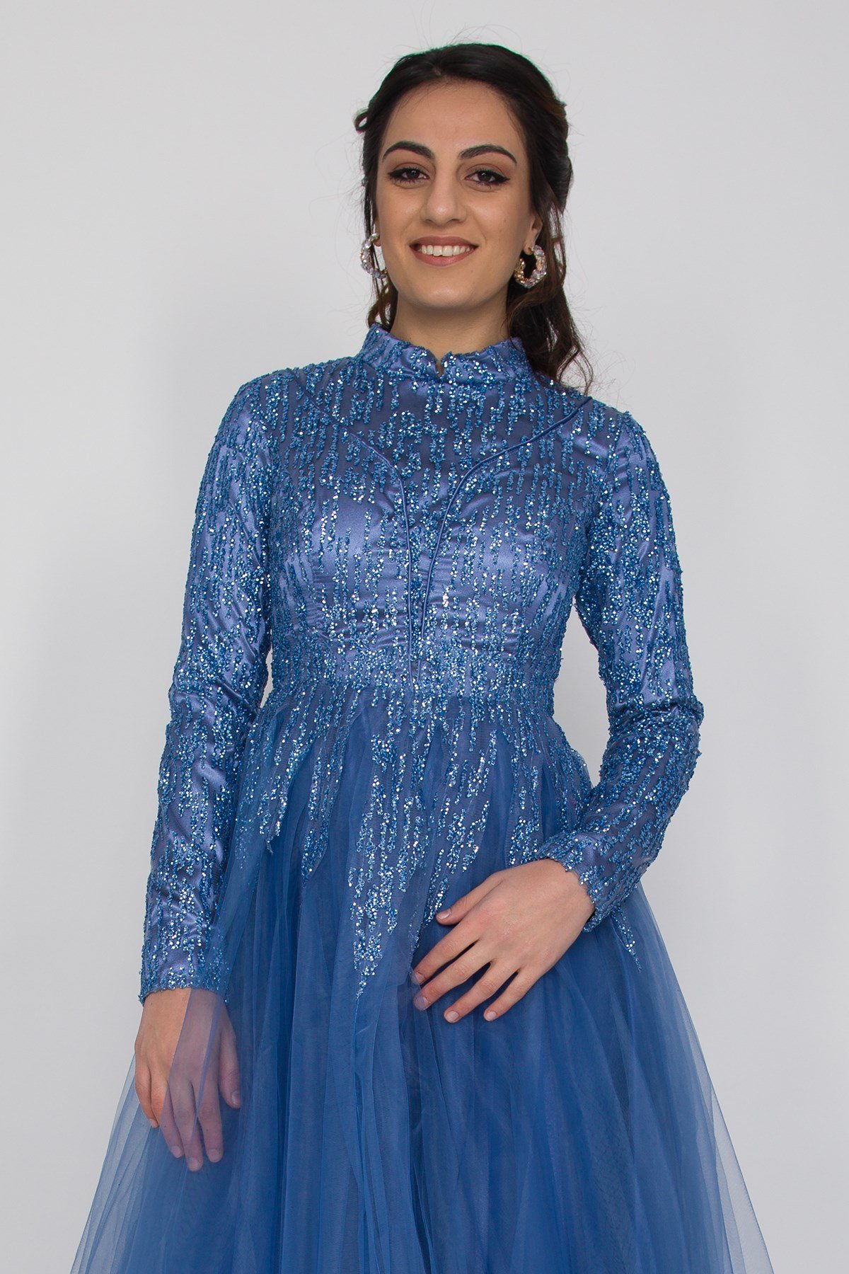 6950 Uzun Kol Sim İşli Tesettür Nişanlık