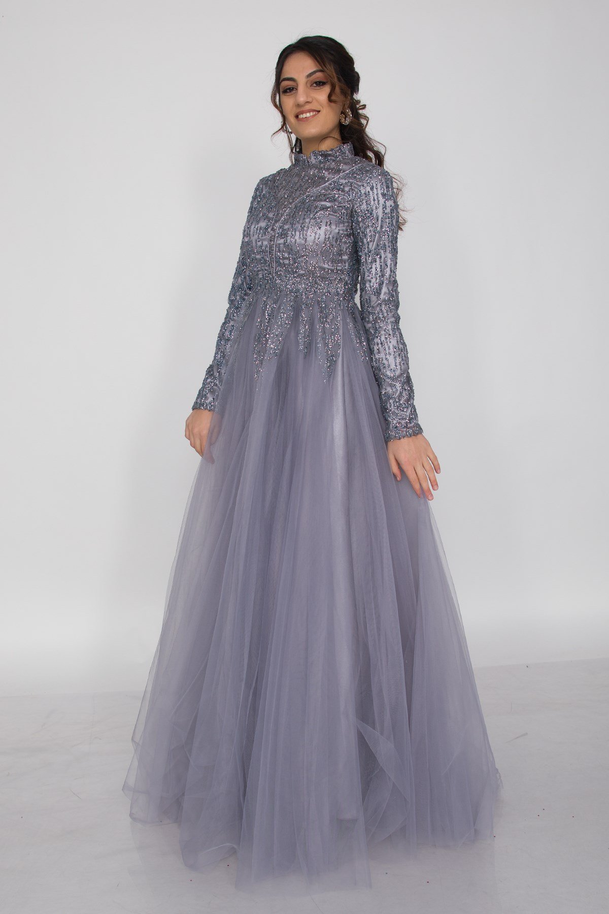 6950 Uzun Kol Sim İşli Tesettür Nişanlık