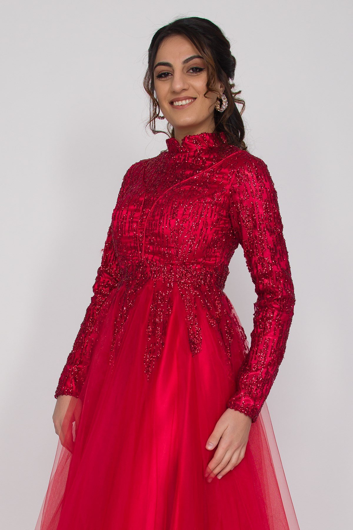 6950 Uzun Kol Sim İşli Tesettür Nişanlık