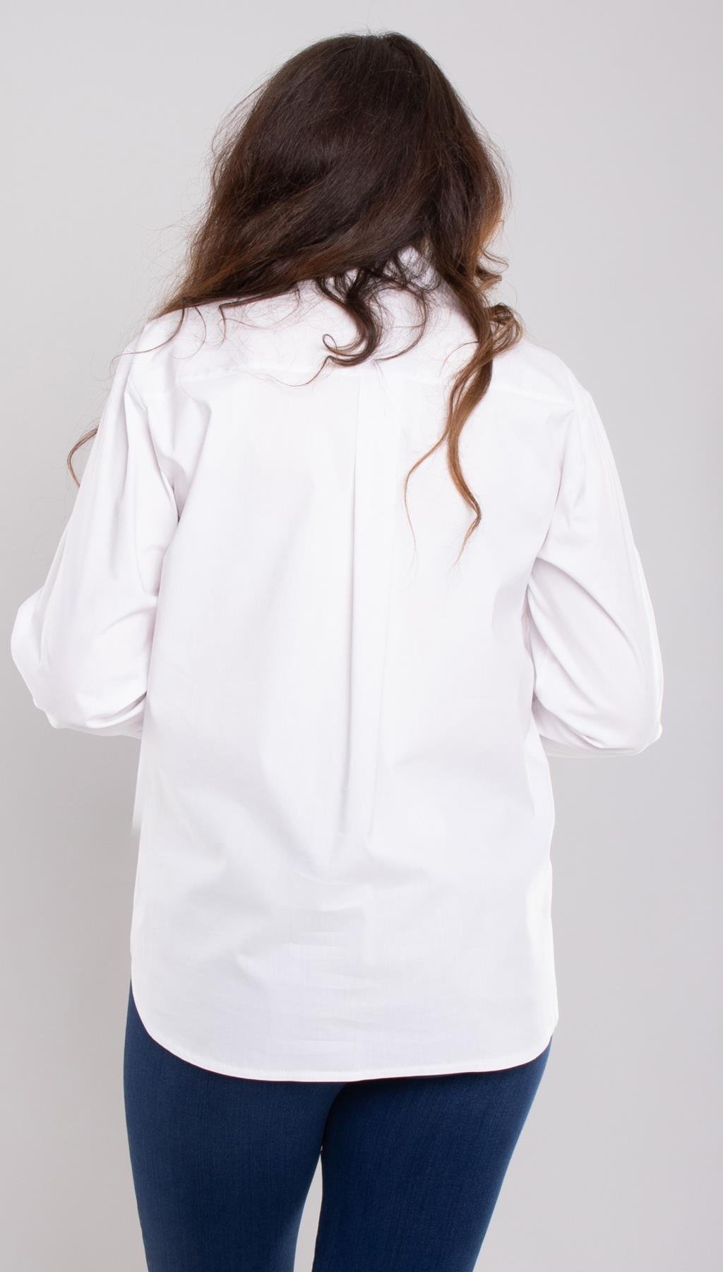 7026 Büyük Beden Kol Çizgili Cepli Gizli Düğmeli Pamuklu Gömlek