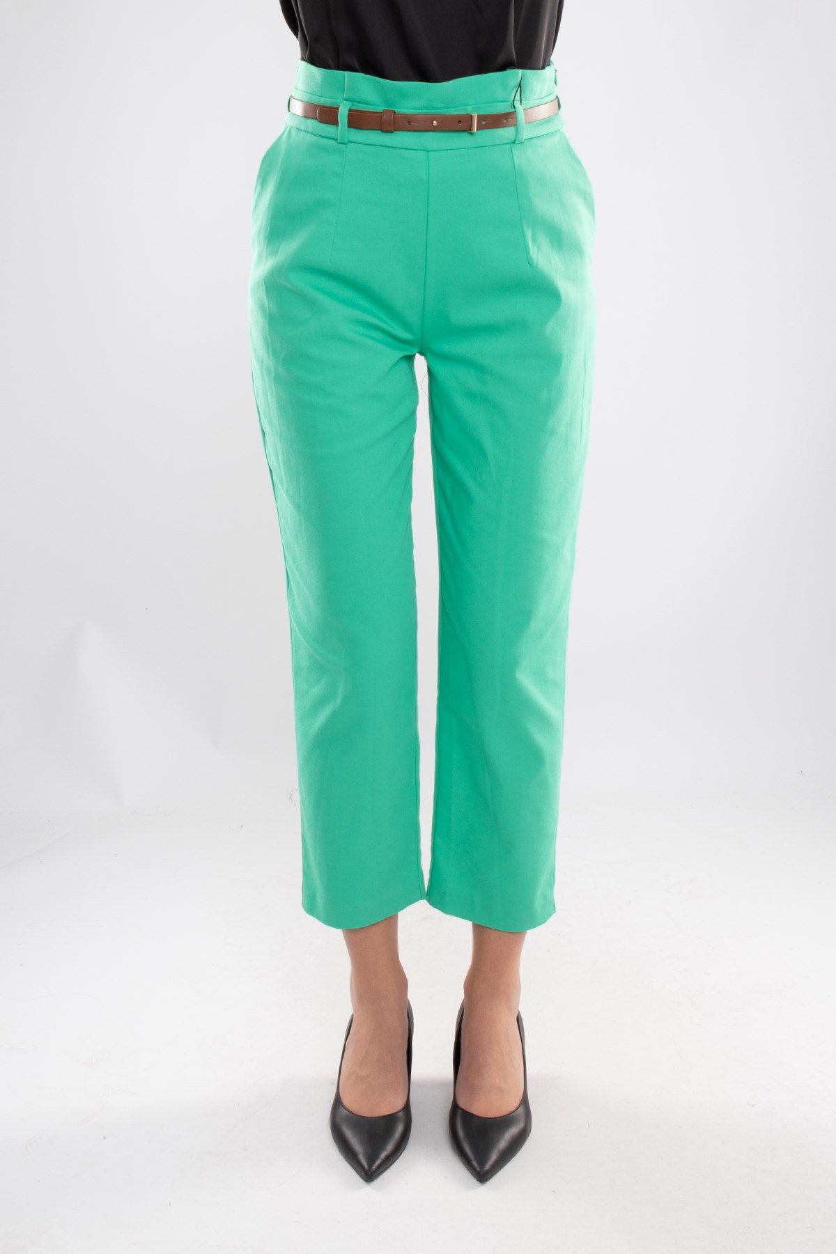 70292 Gizli Kemer Pamuklu Pileli Pantolon