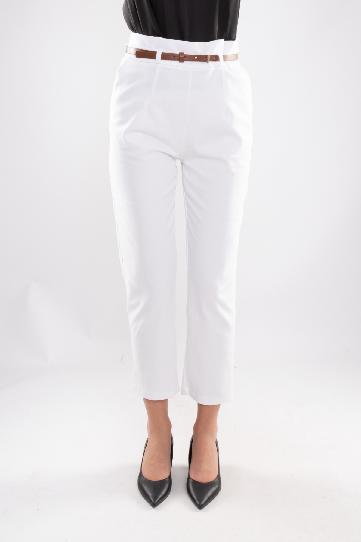 70292 Gizli Kemer Pamuklu Pileli Pantolon