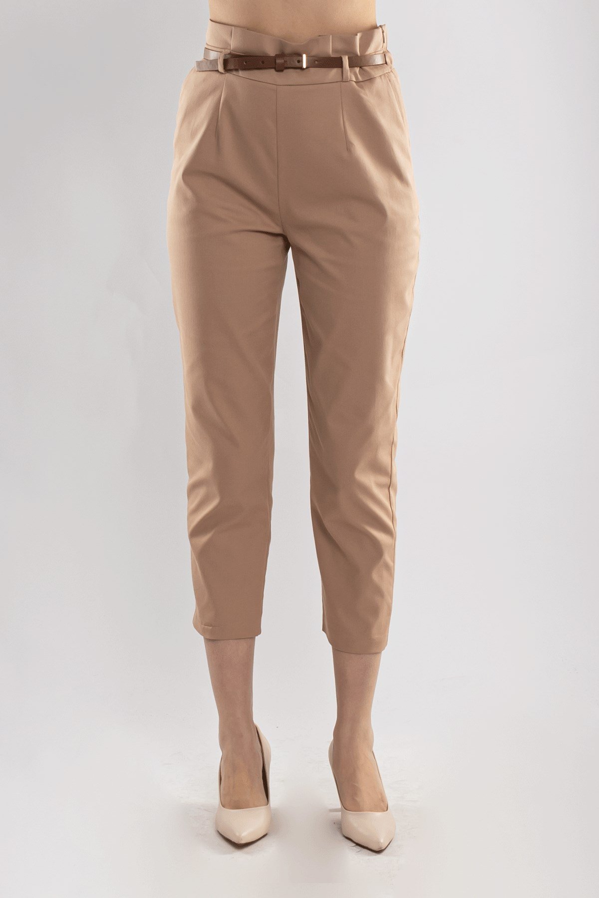 70292 Gizli Kemer Pamuklu Pileli Pantolon