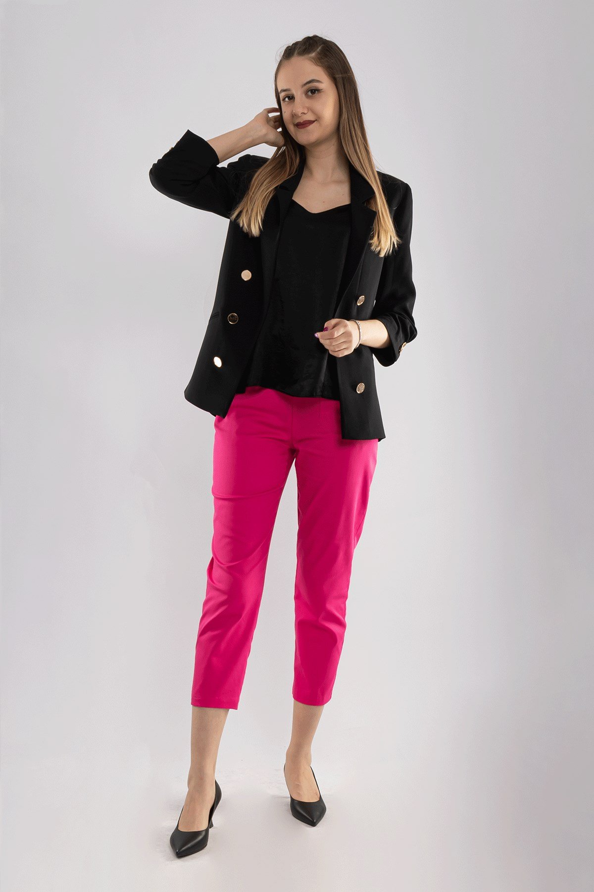 70292 Gizli Kemer Pamuklu Pileli Pantolon