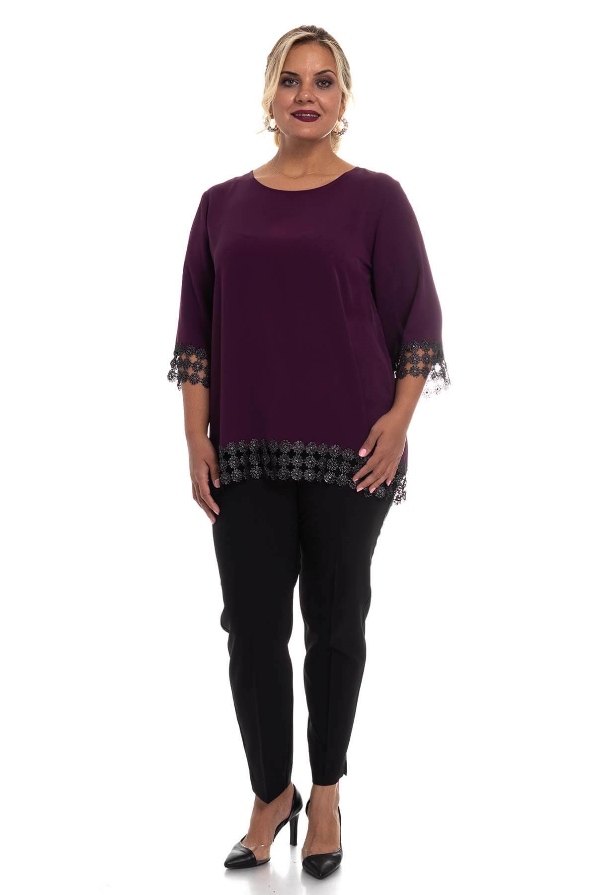 7041 BB Kolu ve Etek Ucu Papatya Güpür Bluz