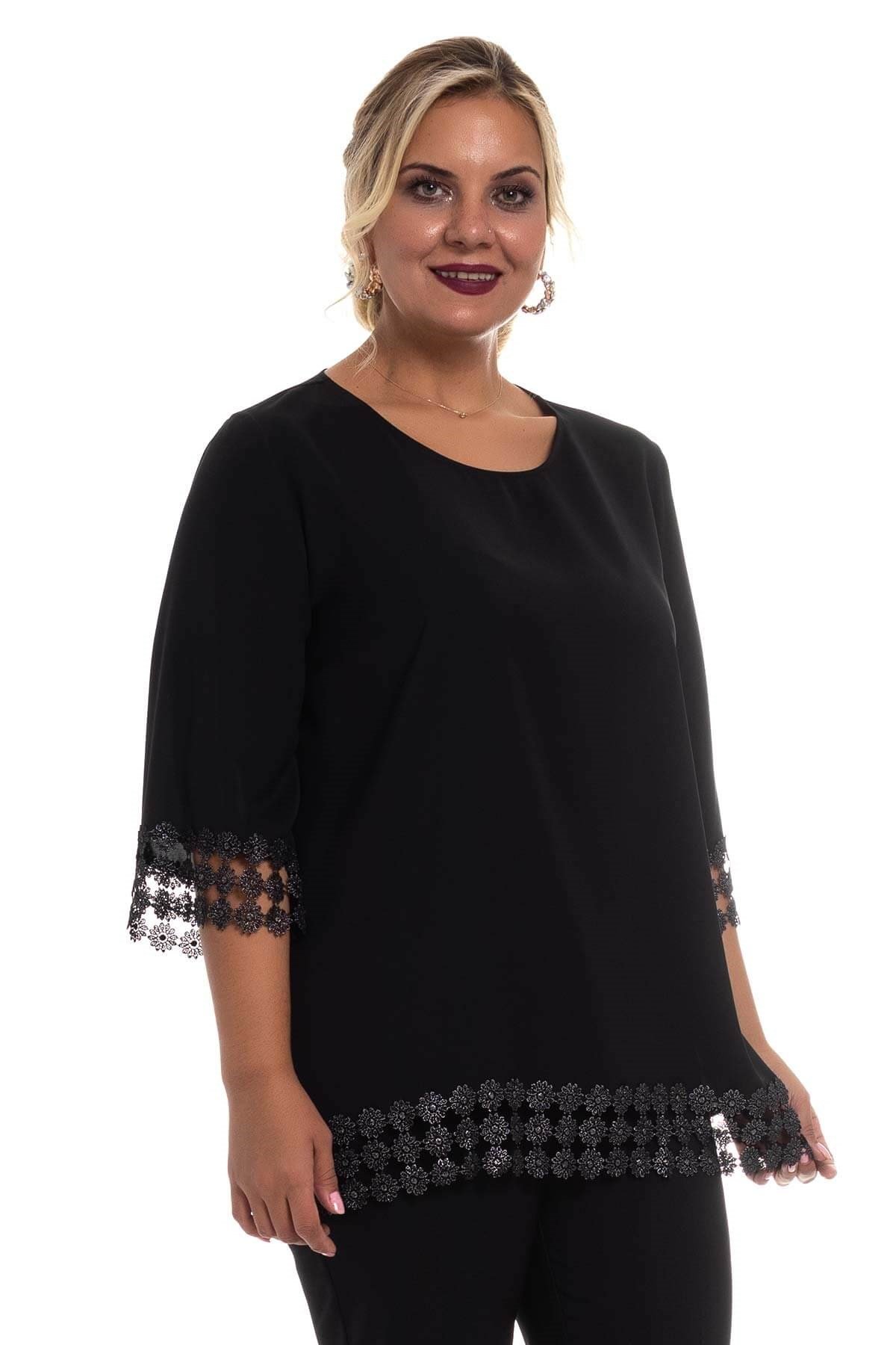 7041 BB Kolu ve Etek Ucu Papatya Güpür Bluz