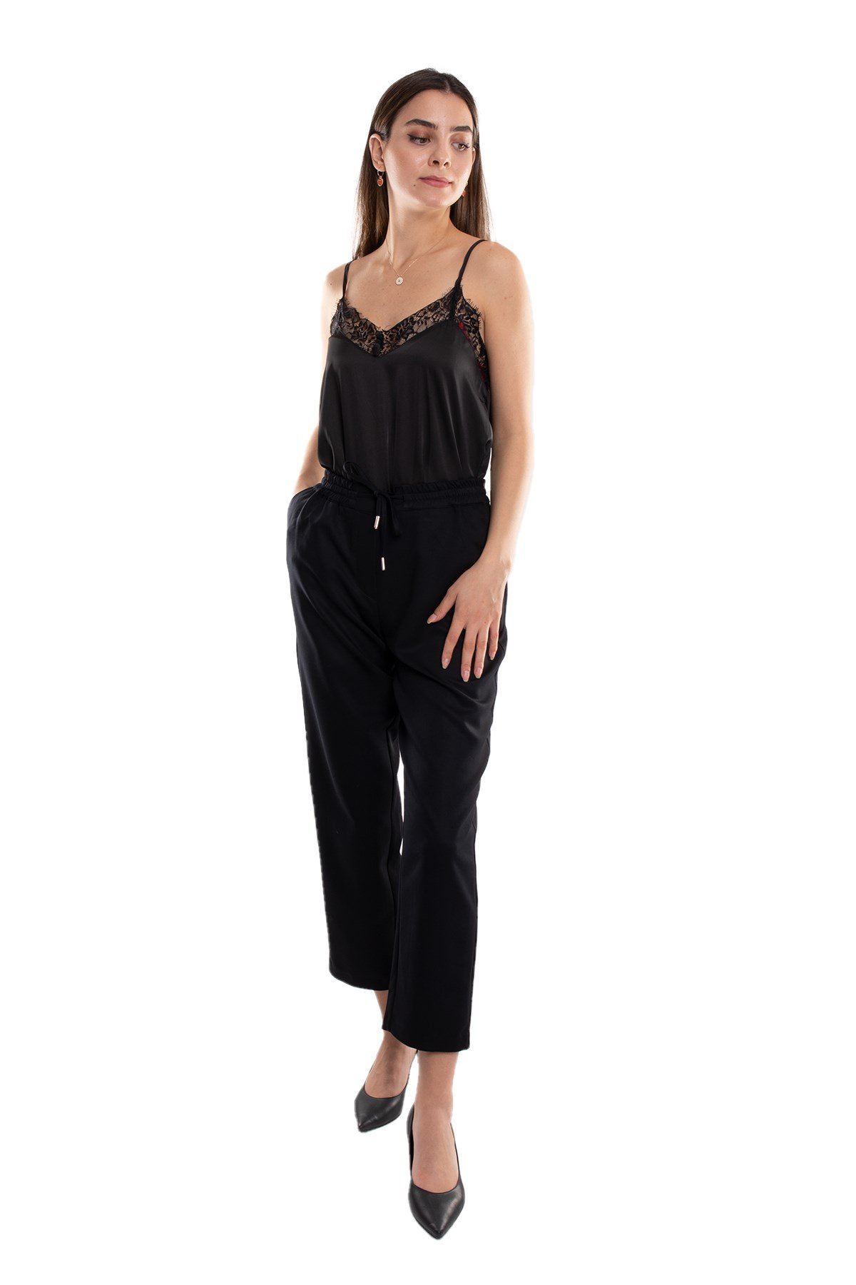 70423 Beli Lastikli Yandan Cepli Viscon Pantolon