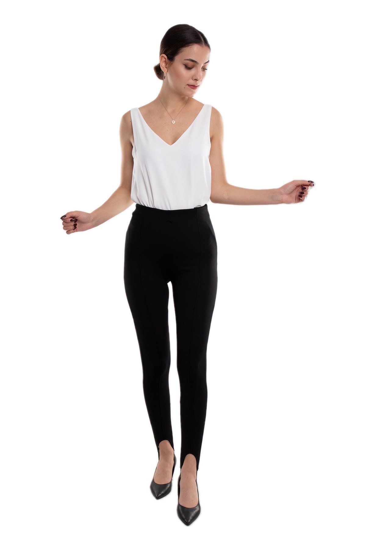 70490 Çimalı Beli Lastikli Ayak Lastik Geçmeli Kadın Tayt