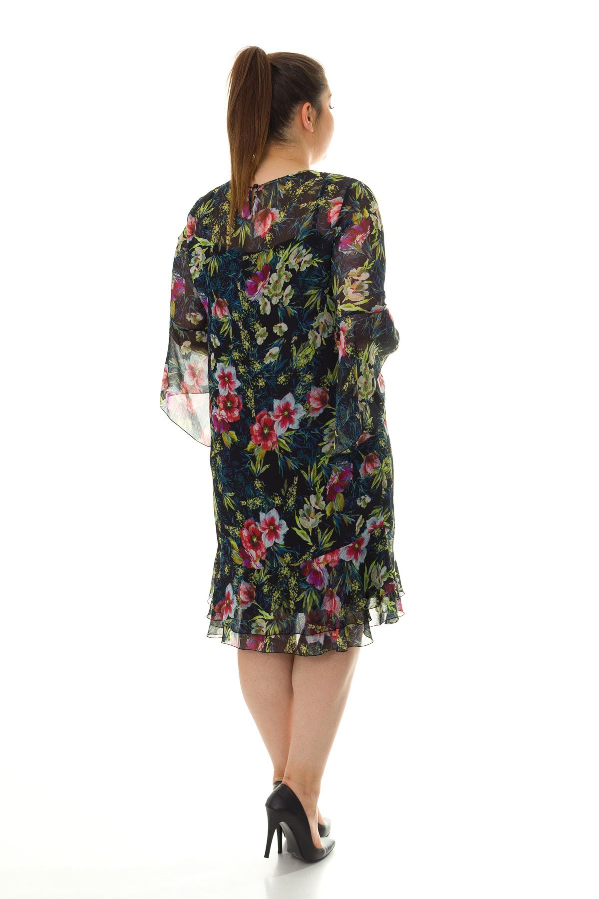 7063 BB ŞİFON İÇİ ATLETLİ ELBİSE ÇİÇEKLİ