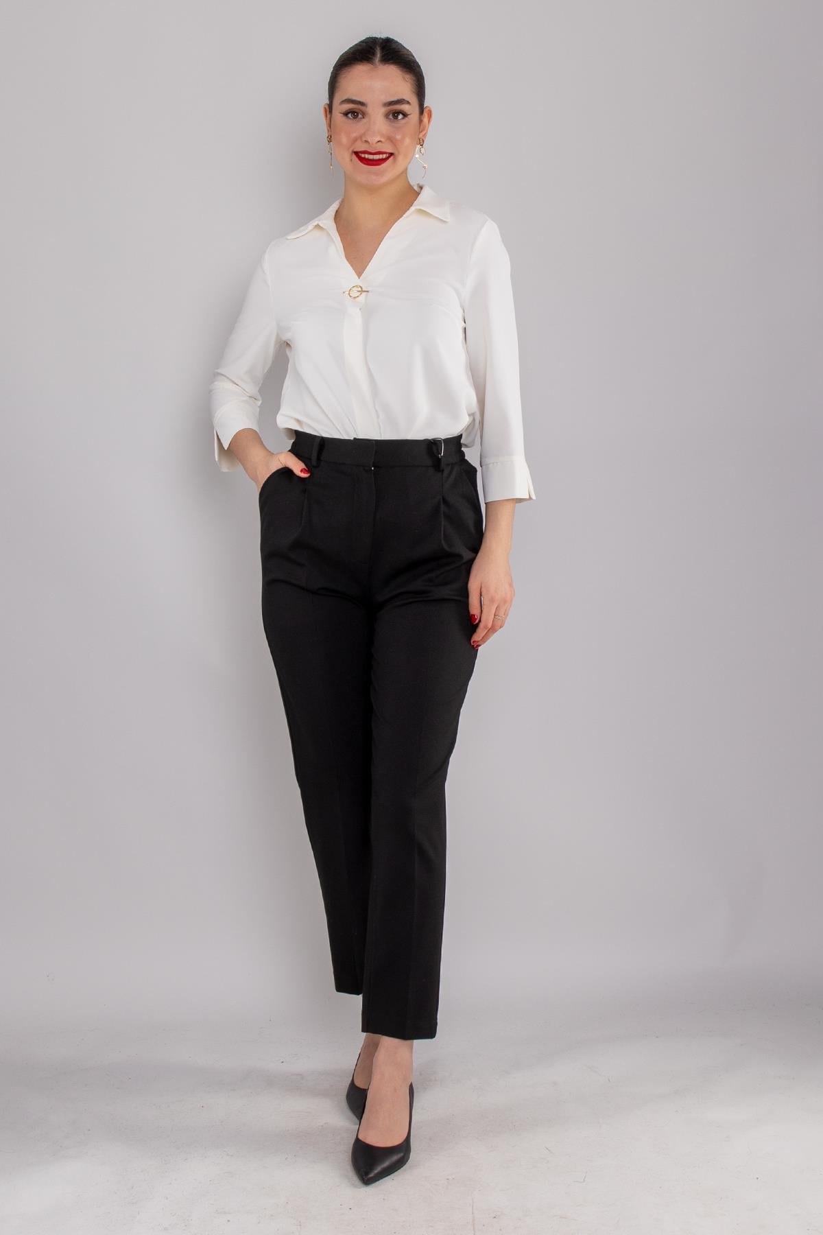 70644 Beli Pileli Lastikli Pantolon