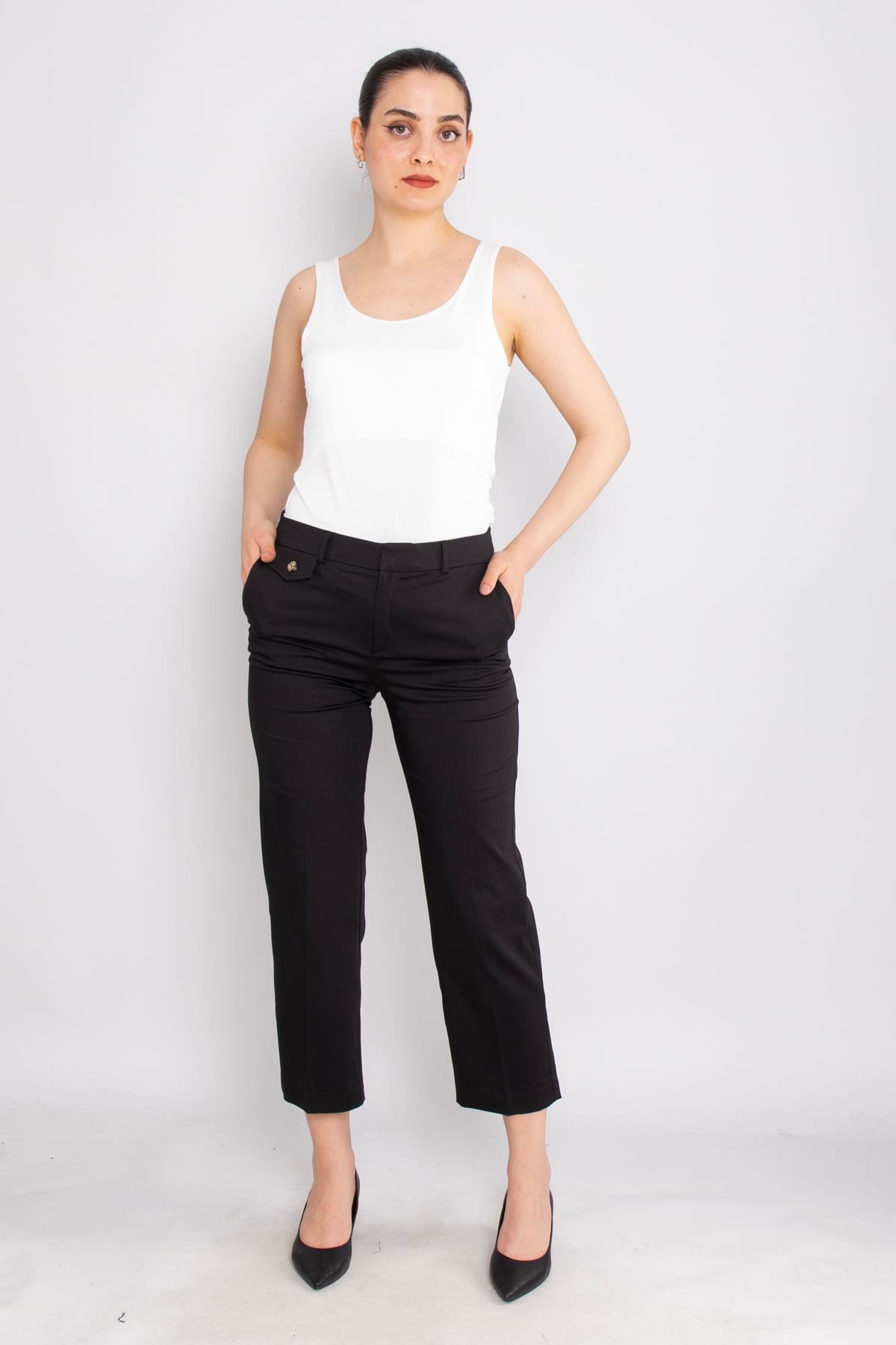 70810 Düğme Detay Pamuklu Pantolon