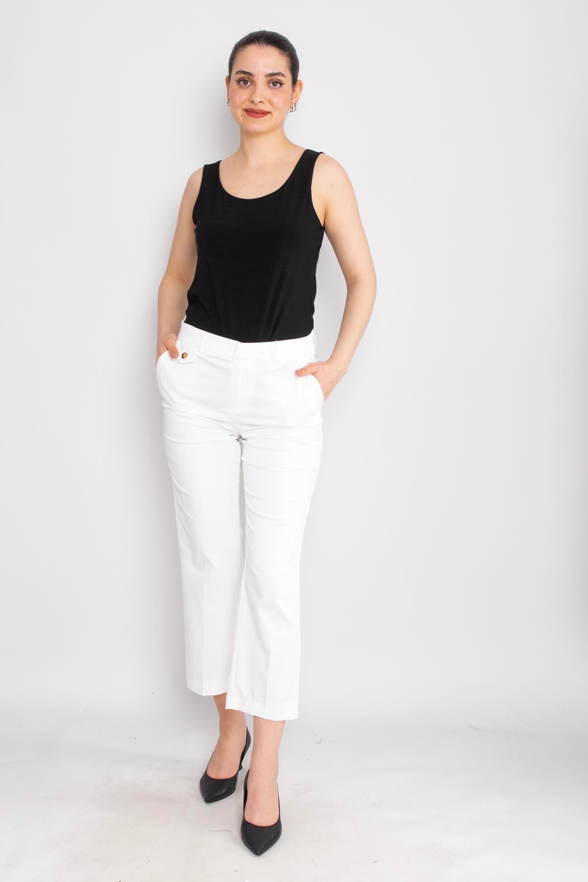 70810 Düğme Detay Pamuklu Pantolon