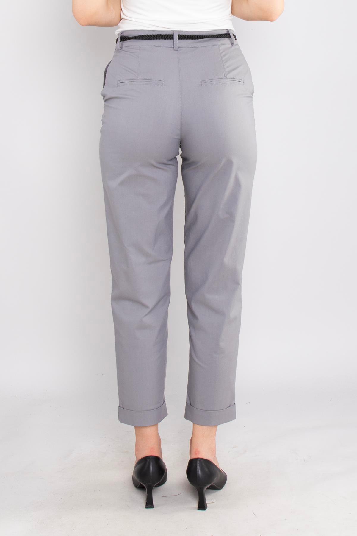 70817 Kanvas Duble Paça Kemerli Pantolon