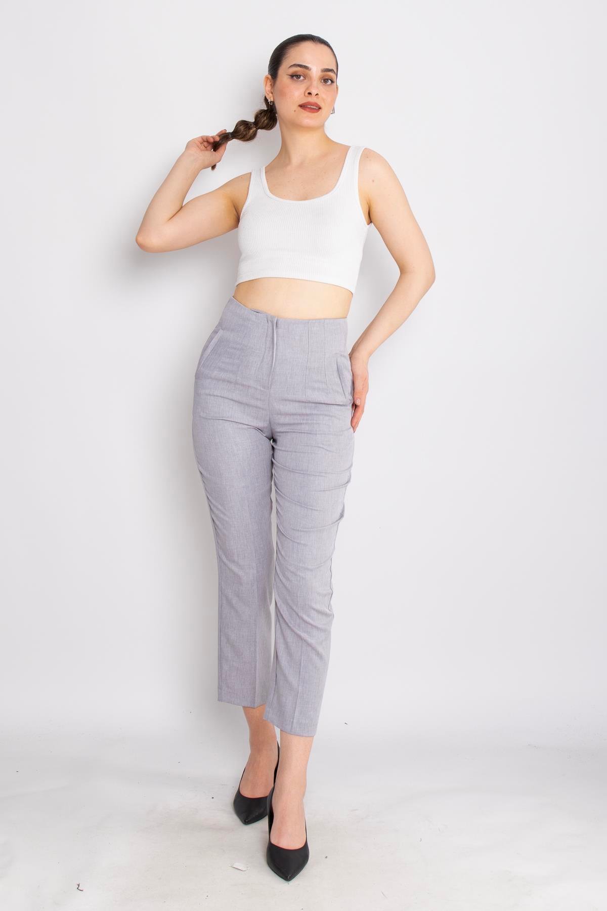 70824 Yüksek Bel Pensli Pantolon