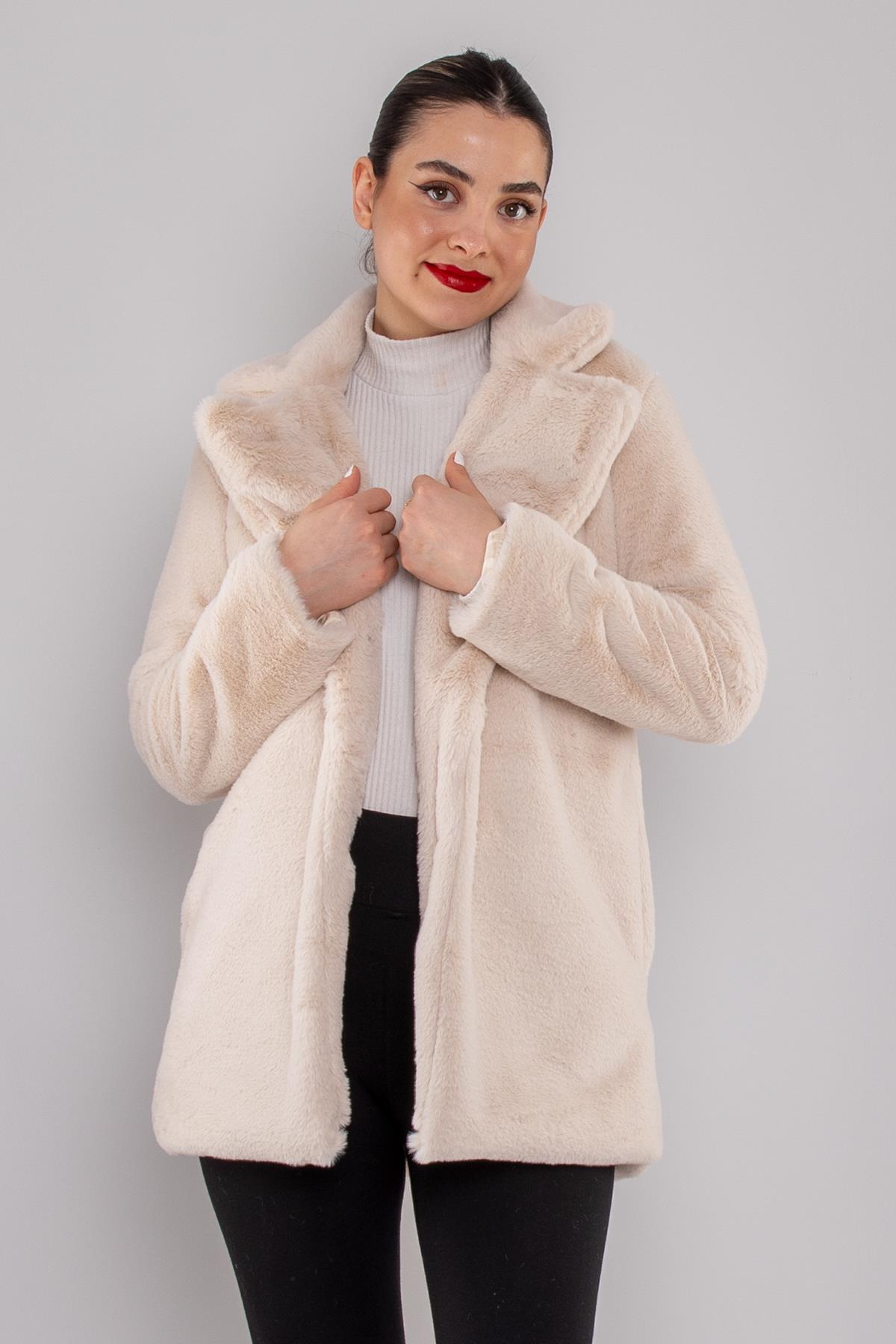 7200 Rabbit Yakalı Uzun Kürklü Ceket