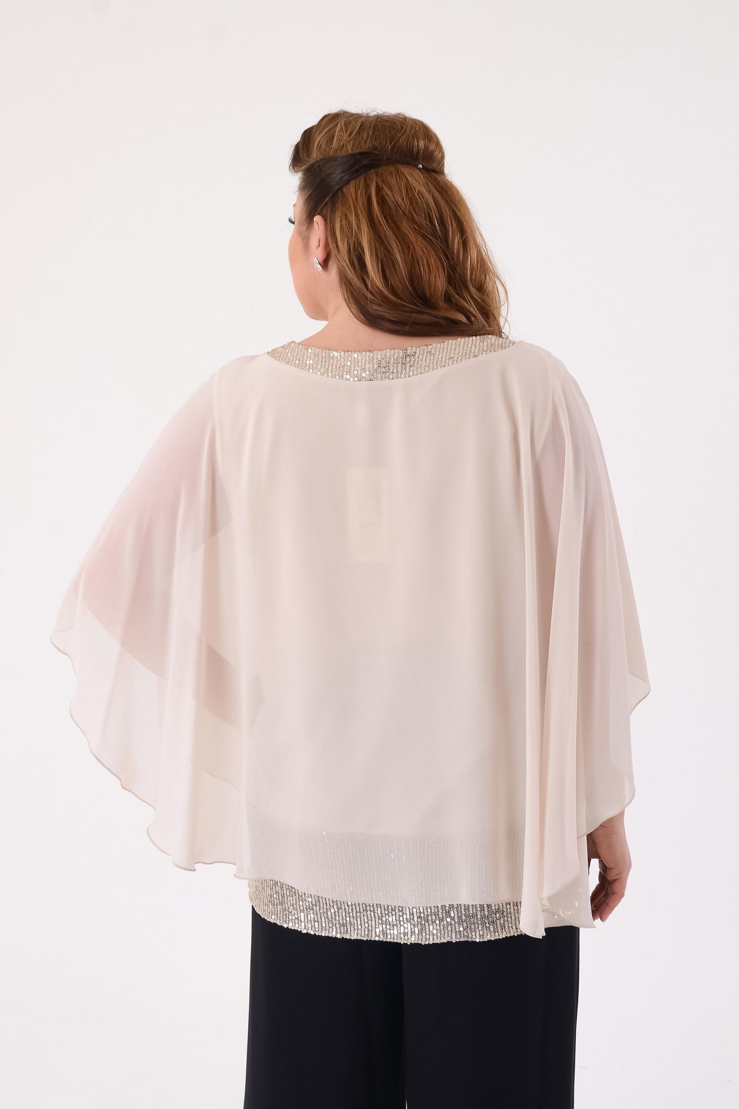 749 Pelerin Detay Pulpayet İşlemeli Tunik