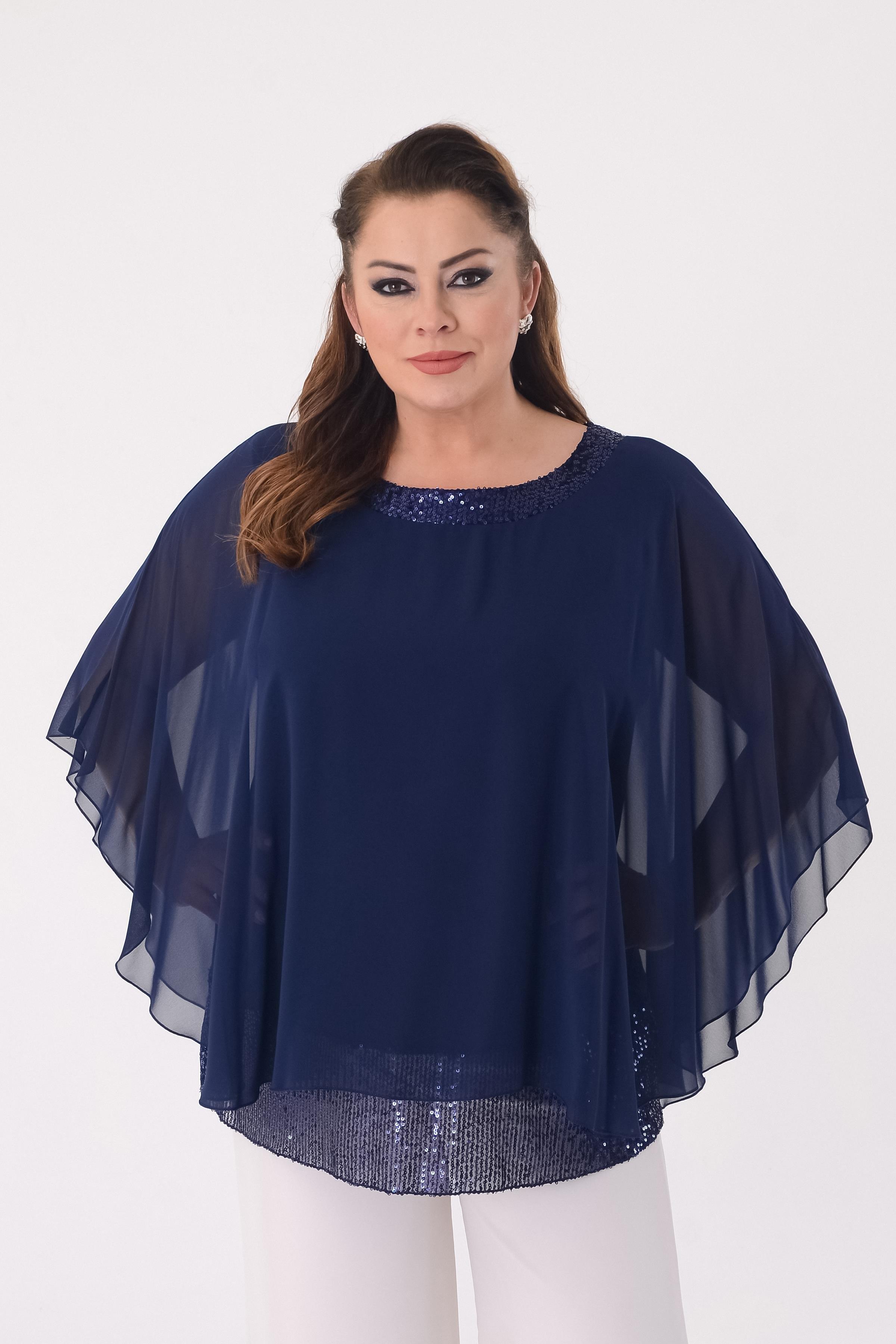 749 Pelerin Detay Pulpayet İşlemeli Tunik