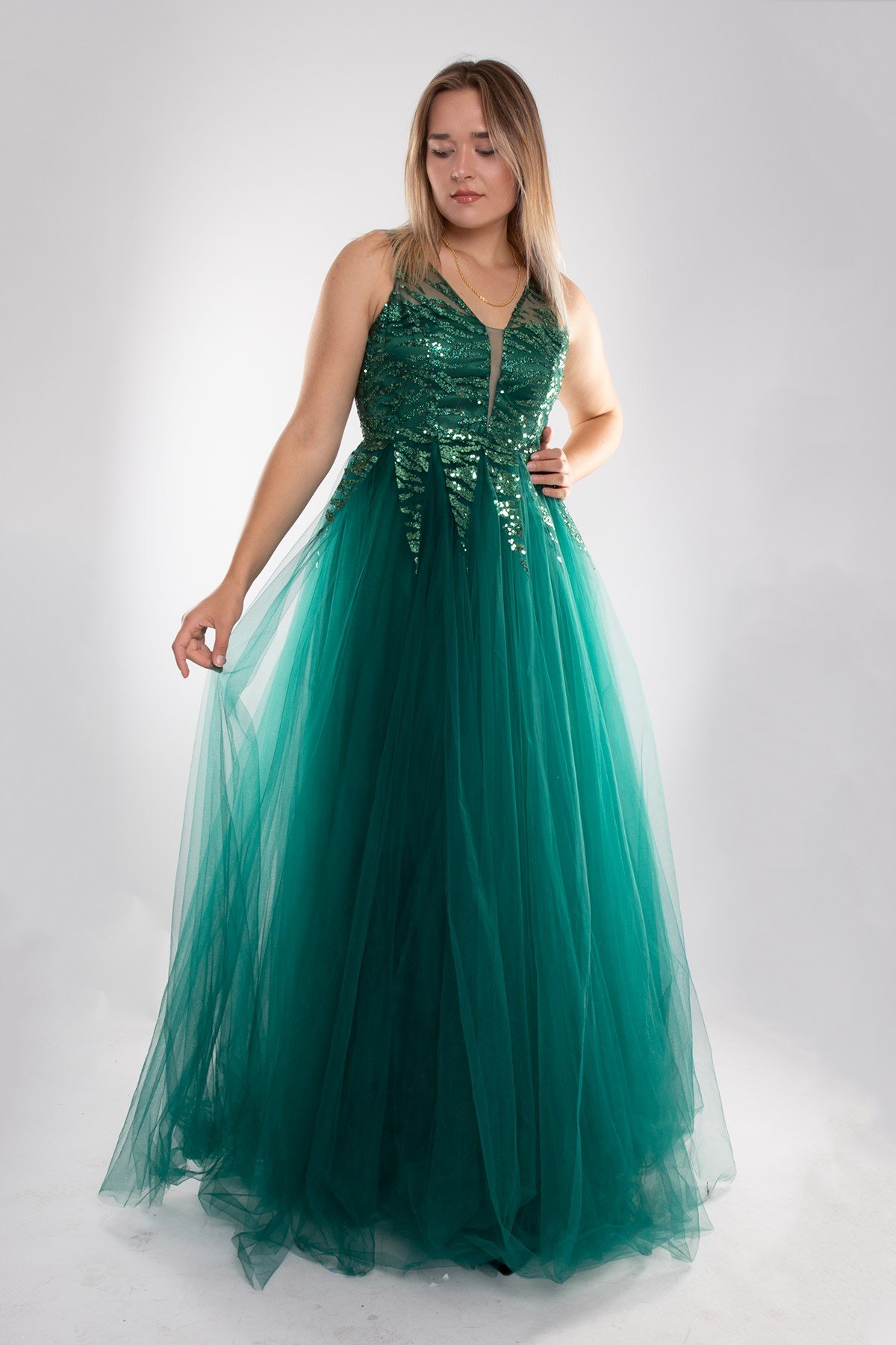 7555 Desire Simli Pul Piroşeli Uzun Tül Nişanlık