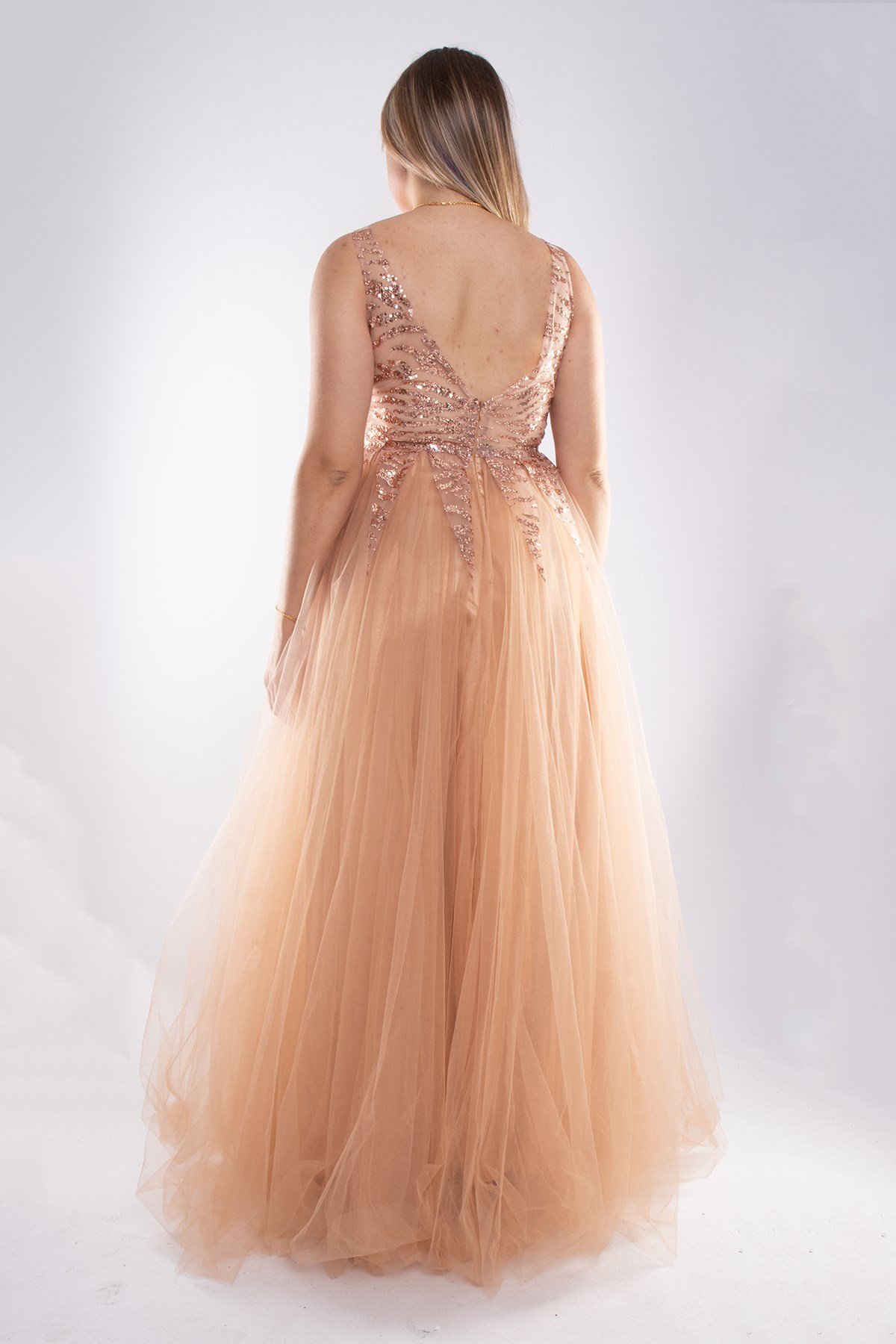 7555 Desire Simli Pul Piroşeli Uzun Tül Nişanlık