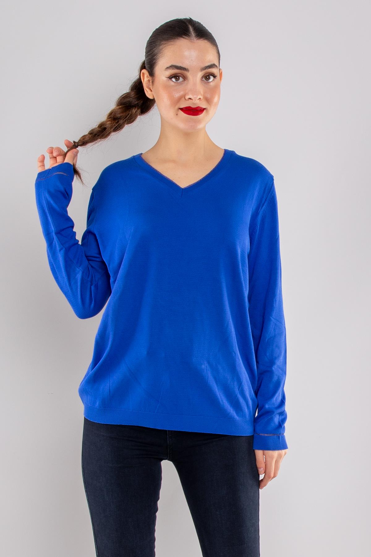 756 Vyaka ve Kol Ucu Simli Merserize Triko