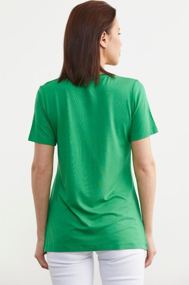 75959 Taş Detay Dökümlü Flamingo Baskı Kısa Kol Penye Tshirt