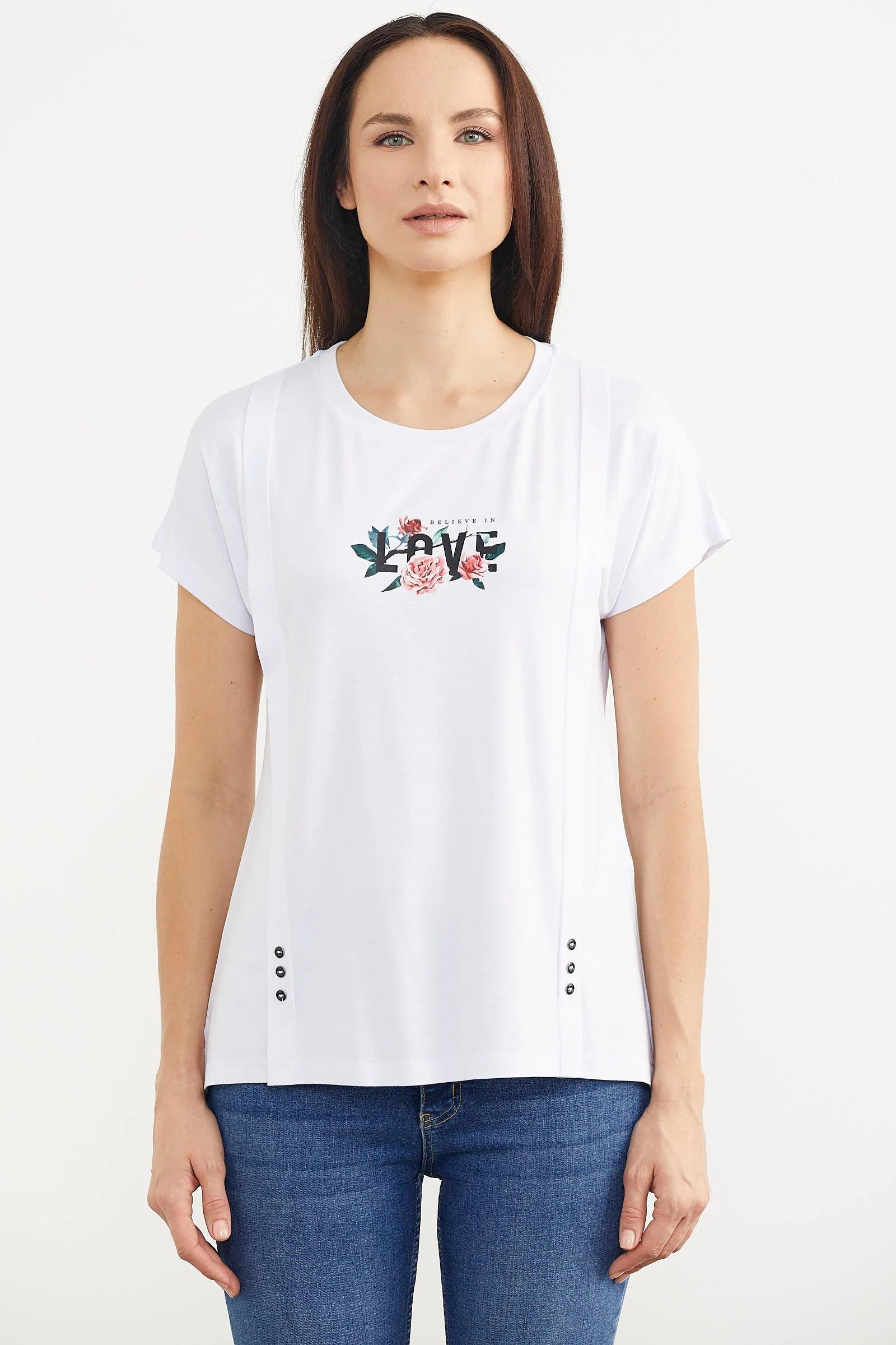 75971 Arkası Uzun Baskılı Tshirt