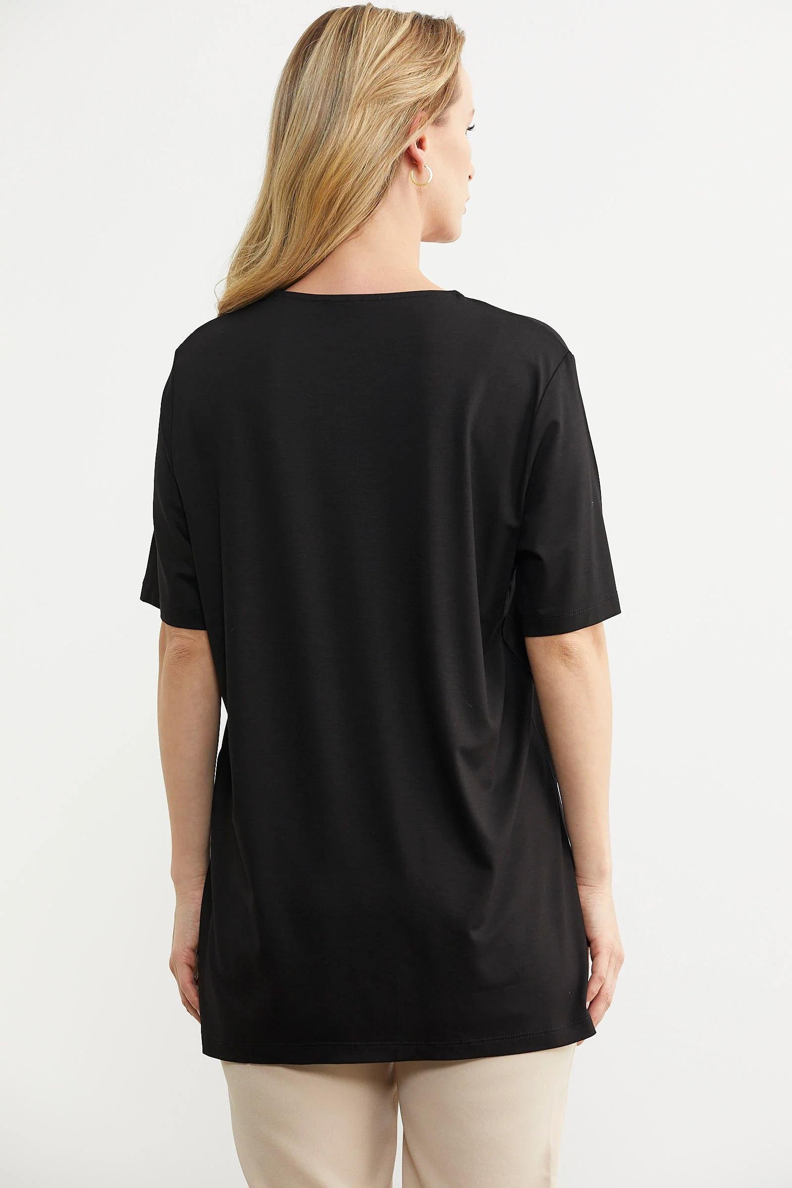 75980 Nakış Detay Geniş Kalıp Kısa Kol Tshirt