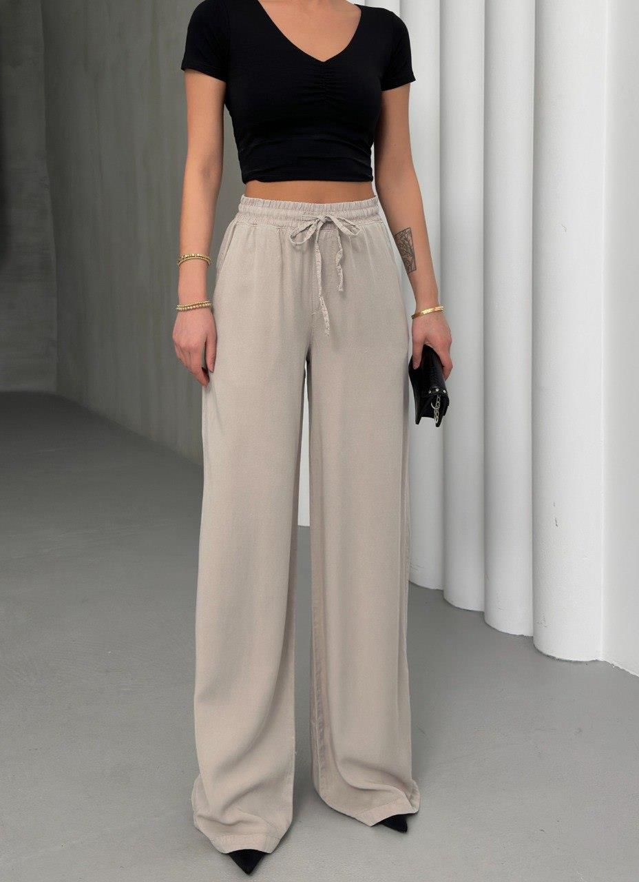 7636 Palazzo Beli Lastikli Bol Paça Pantolon